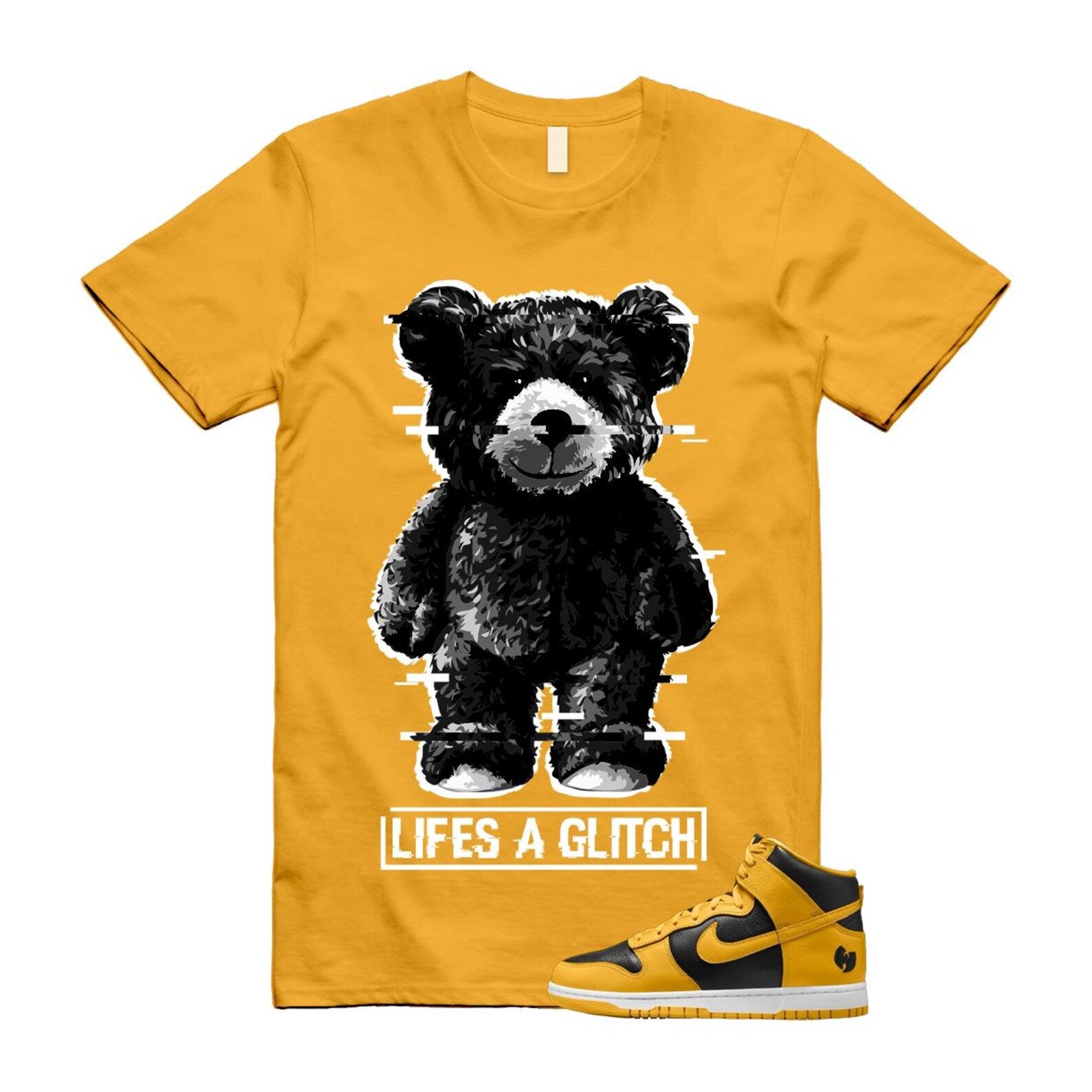 Dunk Tang Black Pollen White Yellow Gold High T Shirt Match GLITCH HJ4320-001 T-Shirt, Sneaker Match Tee