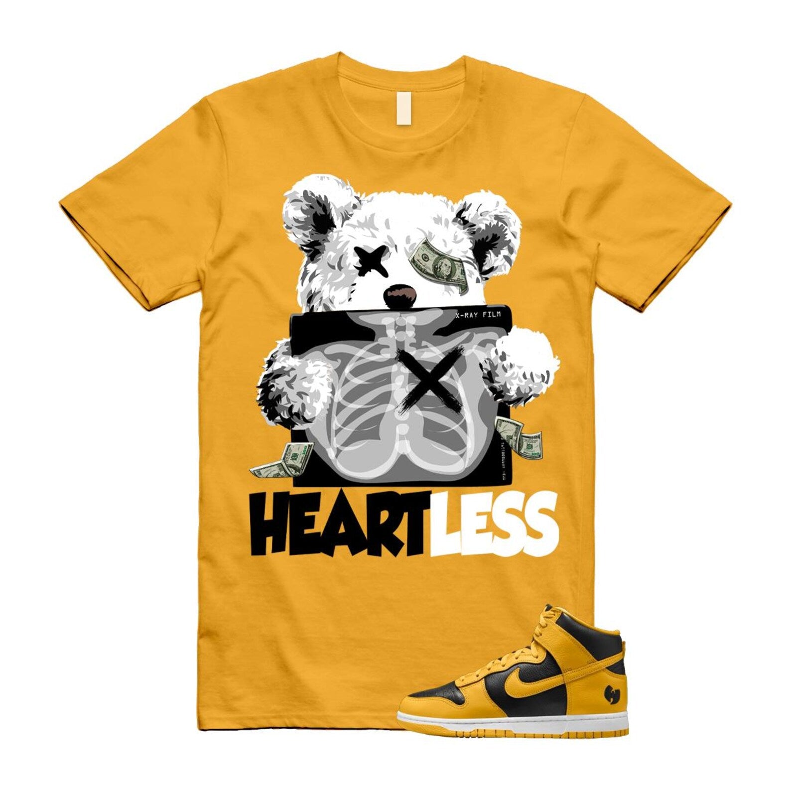 Dunk Tang Black Pollen White Yellow Gold High T Shirt Match HEART HJ4320-001 T-Shirt, Sneaker Match Tee