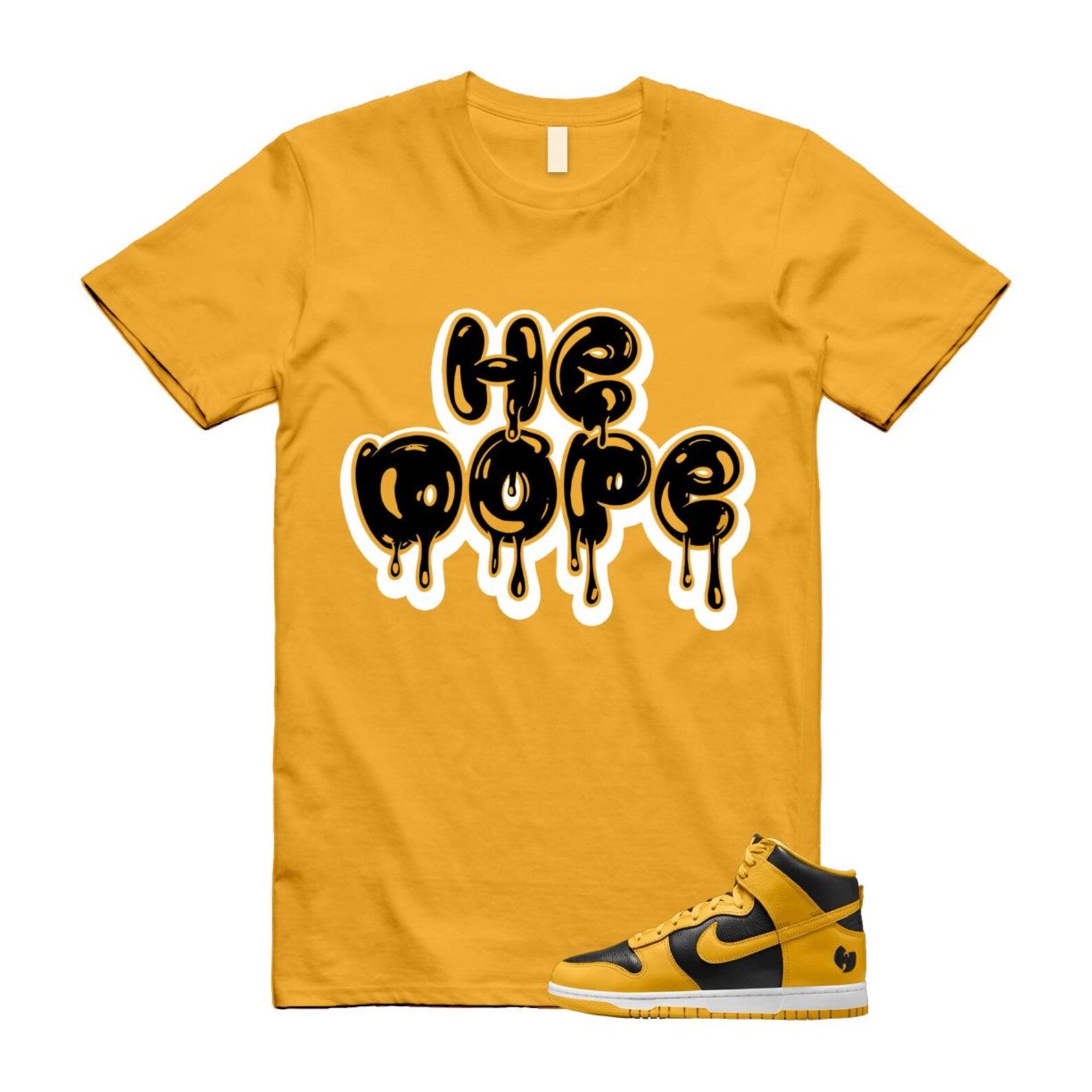 Dunk Tang Black Pollen White Yellow Gold High T Shirt Match HE DOPE HJ4320-001 T-Shirt, Sneaker Match Tee