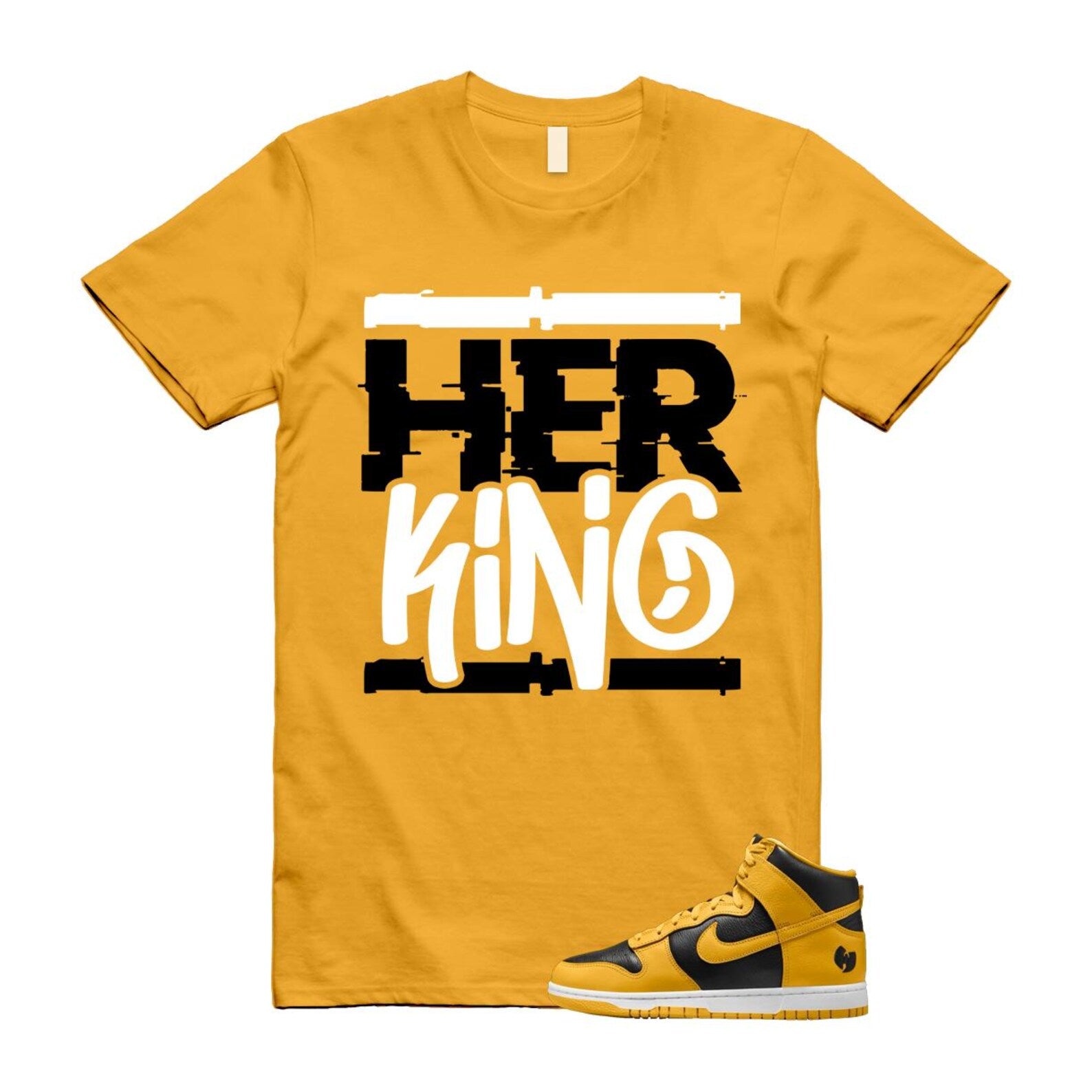 Dunk Tang Black Pollen White Yellow Gold High T Shirt Match HK HJ4320-001 T-Shirt, Sneaker Match Tee