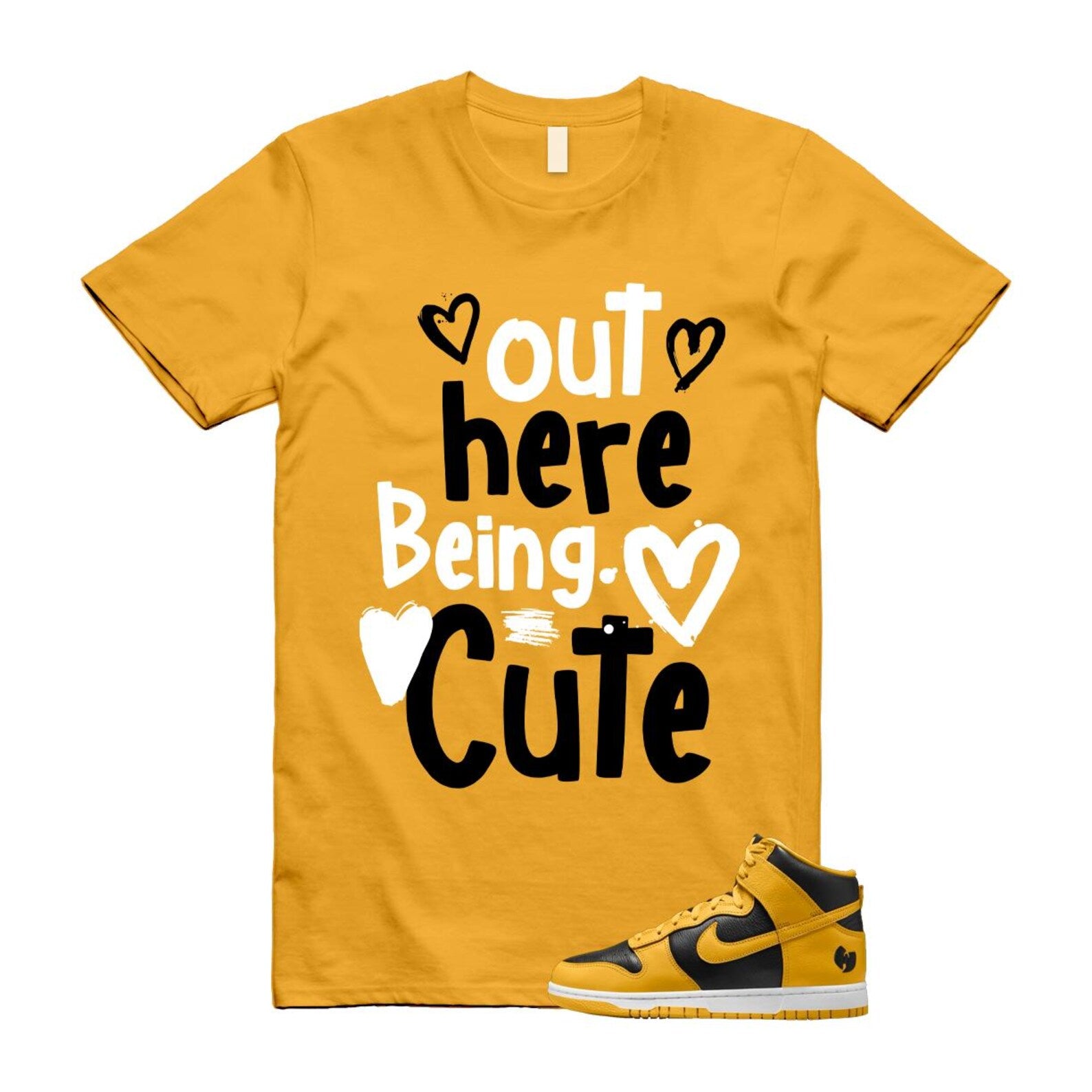 Dunk Tang Black Pollen White Yellow Gold High T Shirt Match Out Here Being Cute HJ4320-001 T-Shirt, Sneaker Match Tee