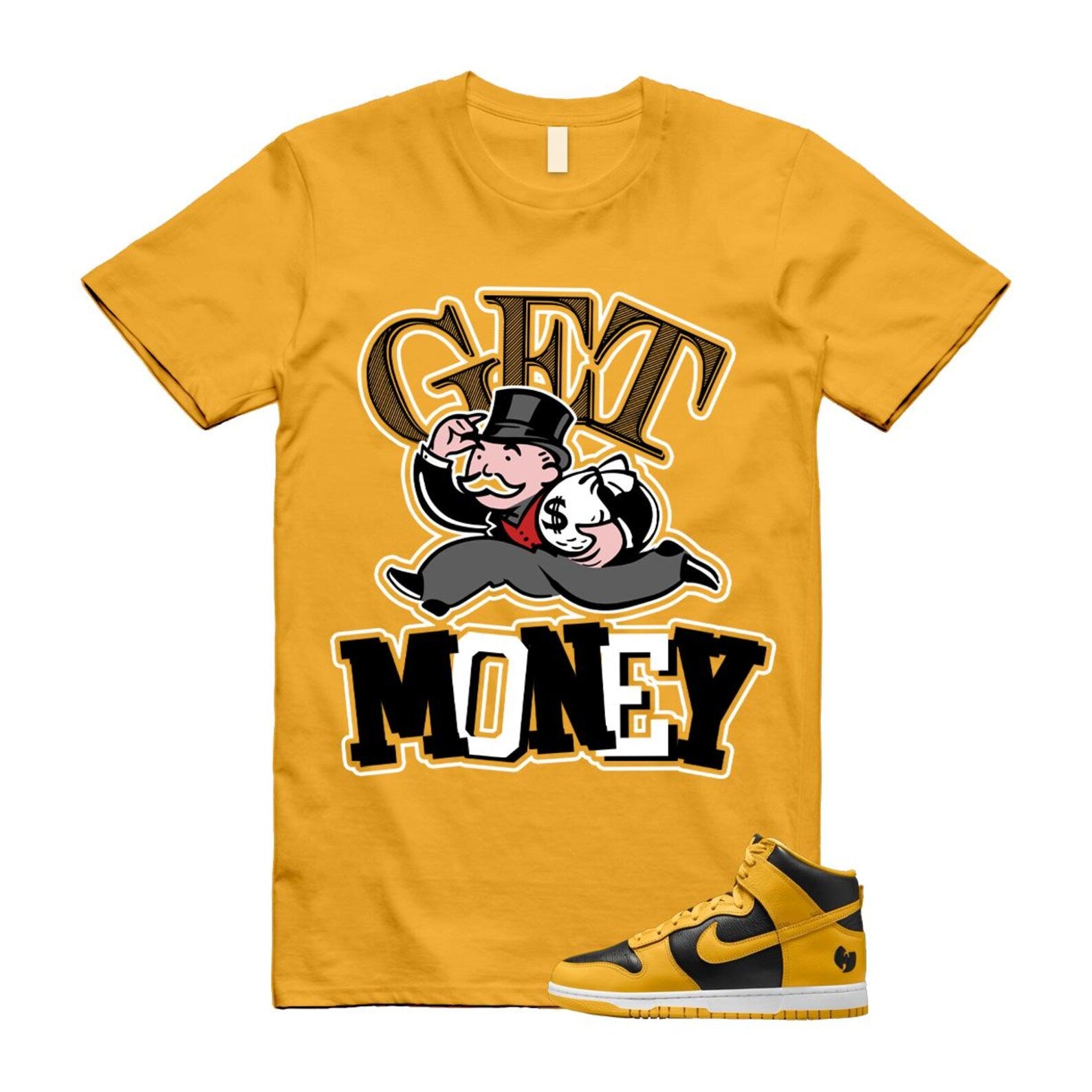 Dunk Tang Black Pollen White Yellow Gold High T Shirt Match GM HJ4320-001 T-Shirt, Sneaker Match Tee