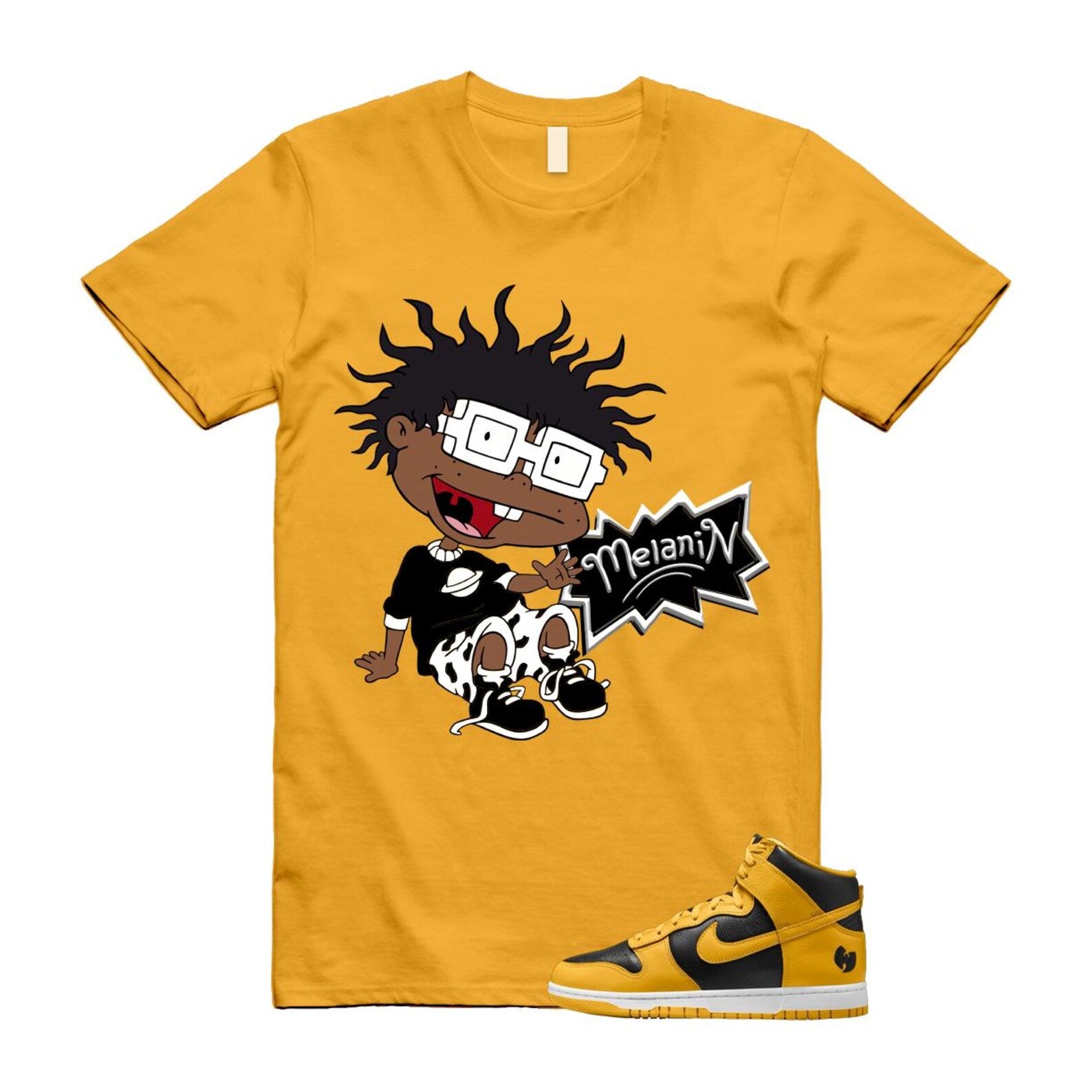 Dunk Tang Black Pollen White Yellow Gold High T Shirt Match MELANIN HJ4320-001 T-Shirt, Sneaker Match Tee
