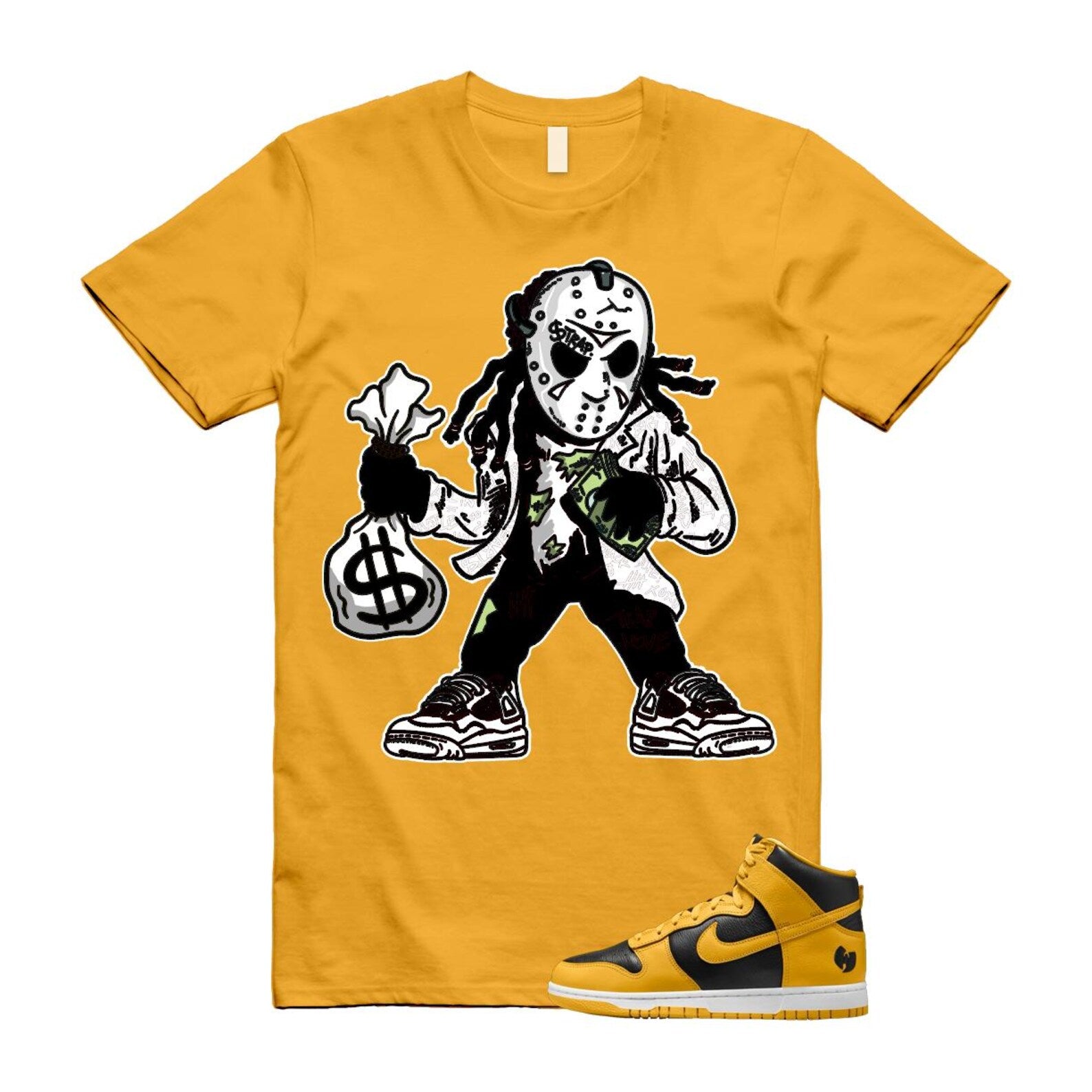 Dunk Tang Black Pollen White Yellow Gold High T Shirt Match JASON HJ4320-001 T-Shirt, Sneaker Match Tee