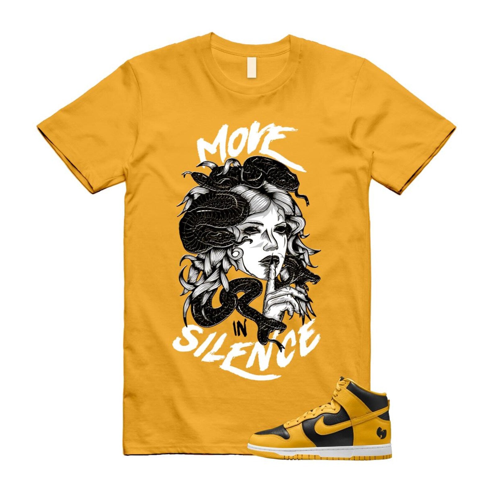 Dunk Tang Black Pollen White Yellow Gold High T Shirt Match Move in Silence HJ4320-001 T-Shirt, Sneaker Match Tee