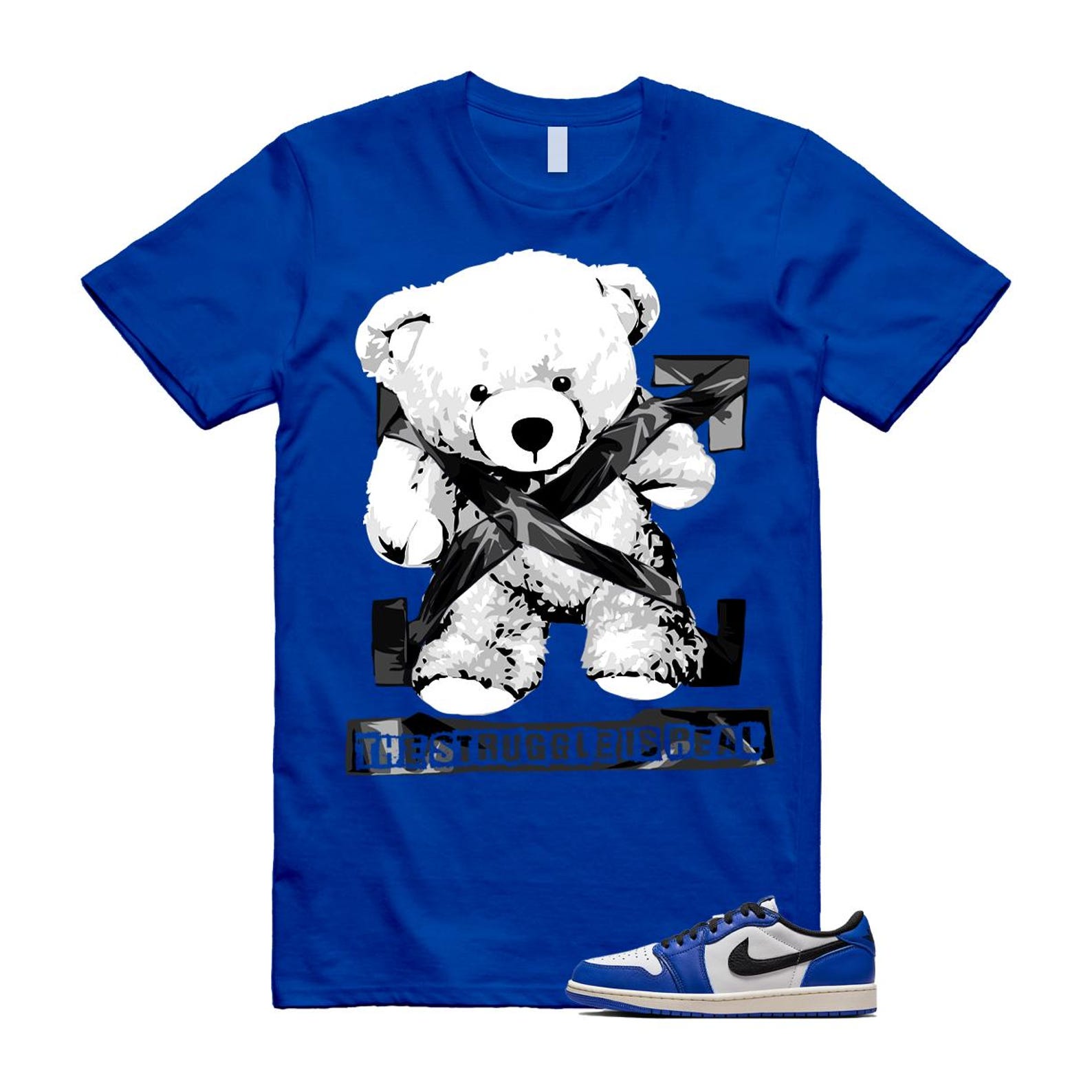1 Game Royal Blue White Black Low OG T Shirt Match STRUG CZ0790-140 T-Shirt, Sneaker Match Tee