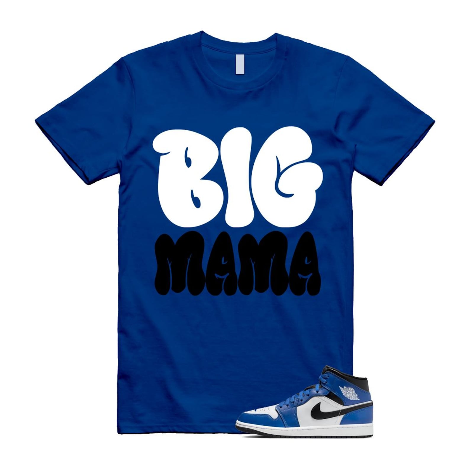 1 Game Royal Blue Black White Mid T Shirt Match MAMA DQ8426-402 T-Shirt, Sneaker Match Tee