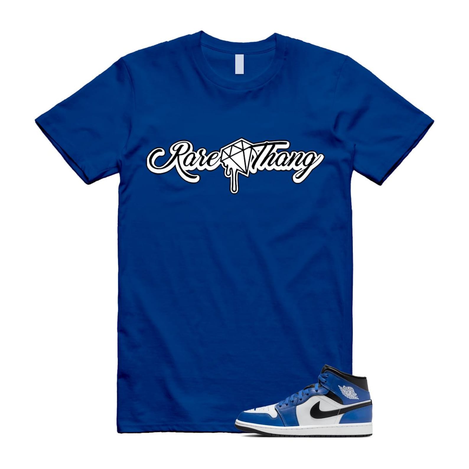 1 Game Royal Blue Black White Mid T Shirt Match RARE DQ8426-402 T-Shirt, Sneaker Match Tee