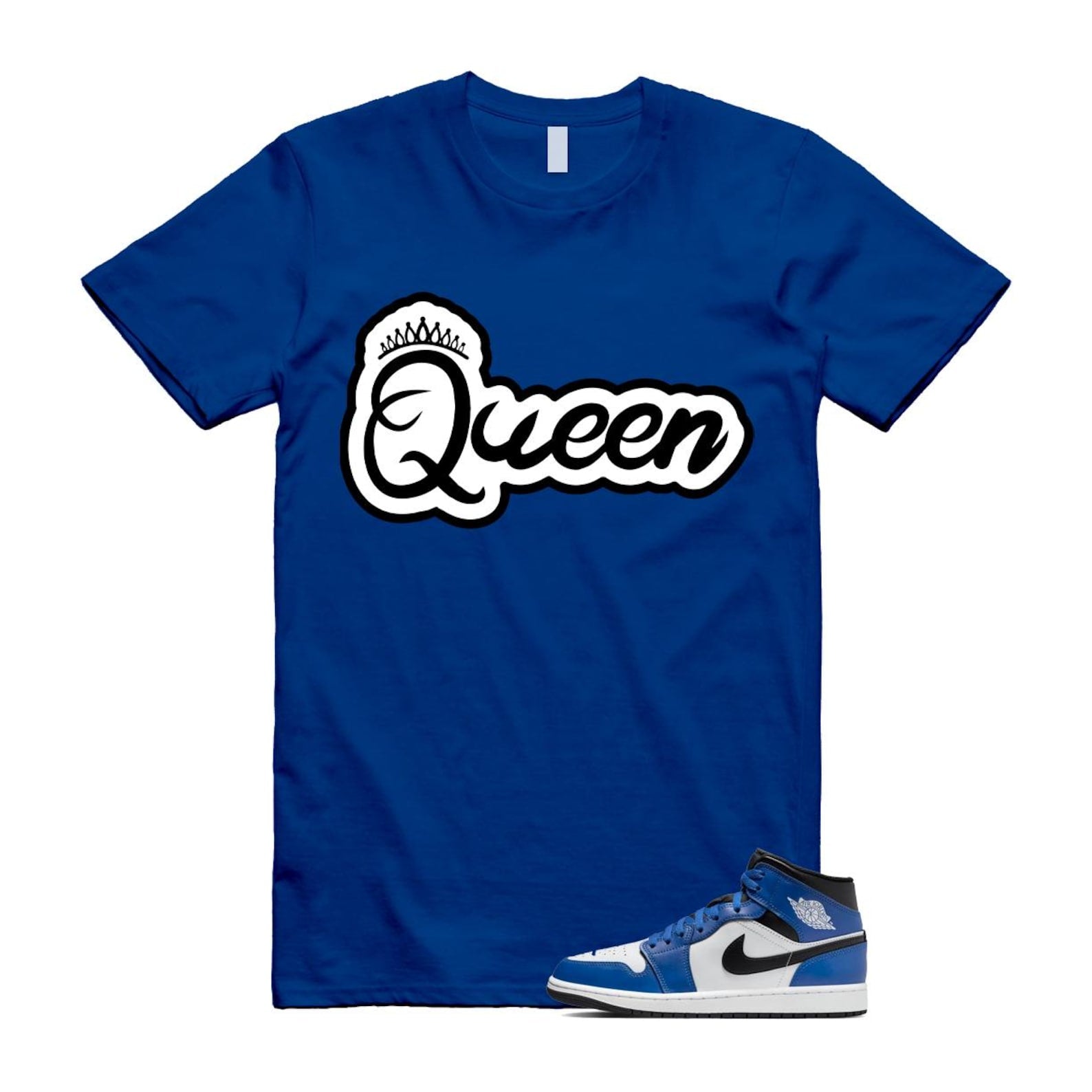 1 Game Royal Blue Black White Mid T Shirt Match Q2 DQ8426-402 T-Shirt, Sneaker Match Tee