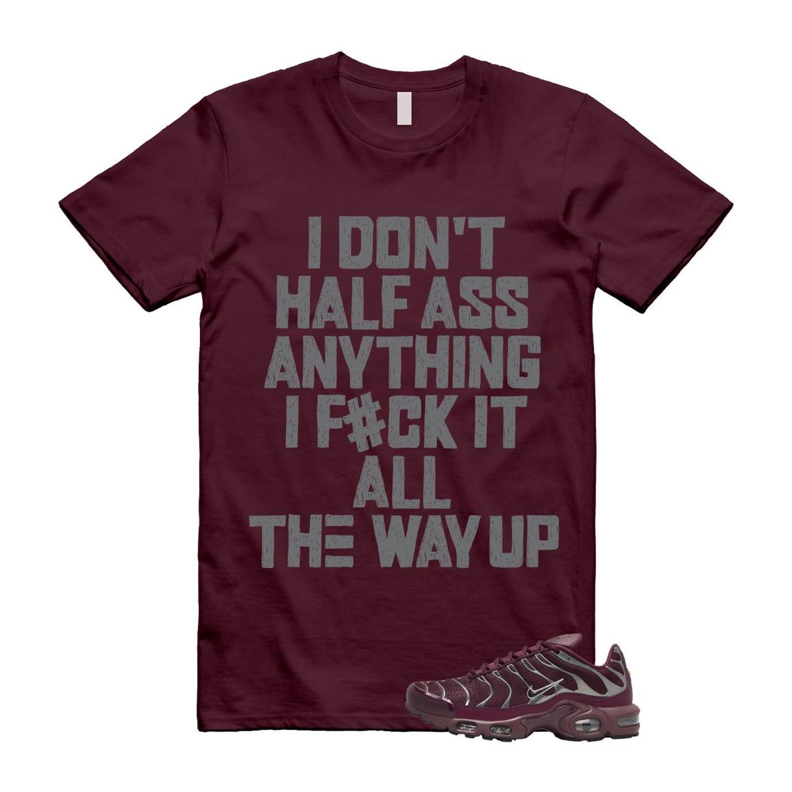 Air Max Night Maroon Metallic Silver Dark Team Red Plus SE T Shirt Match HALF HJ9743-600 T-Shirt, Sneaker Match Tee