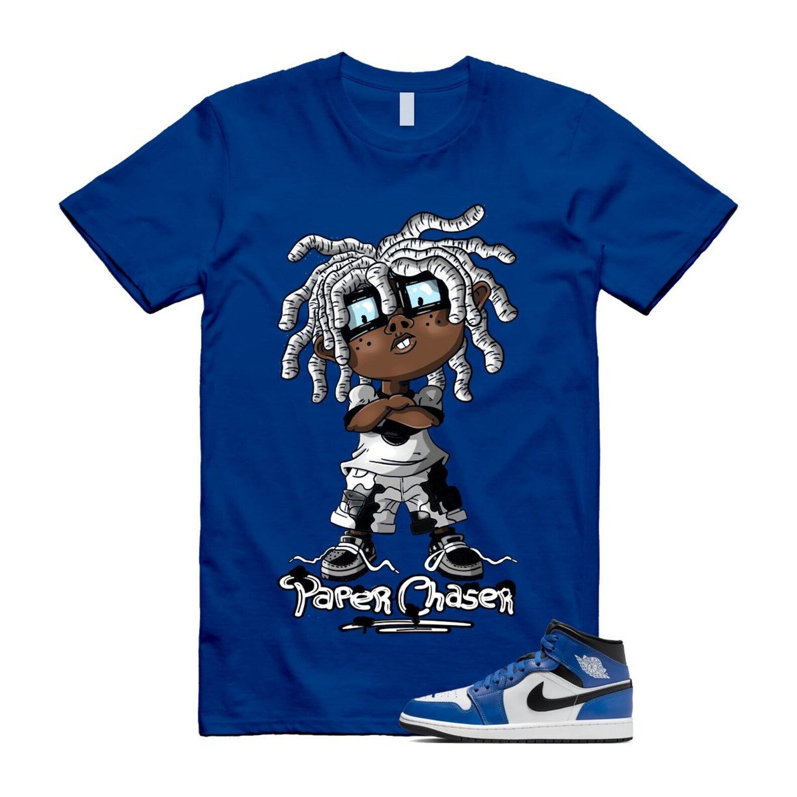 1 Game Royal Blue Black White Mid T Shirt Match CHUCKY DQ8426-402 T-Shirt, Sneaker Match Tee
