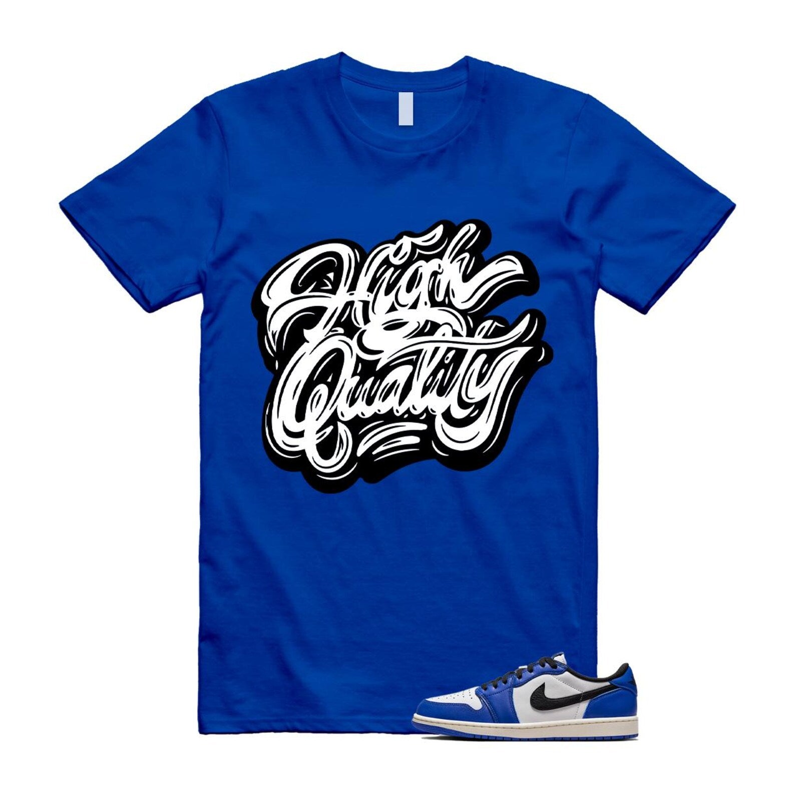 1 Game Royal Blue White Black Low OG T Shirt Match HIGH CZ0790-140 T-Shirt, Sneaker Match Tee