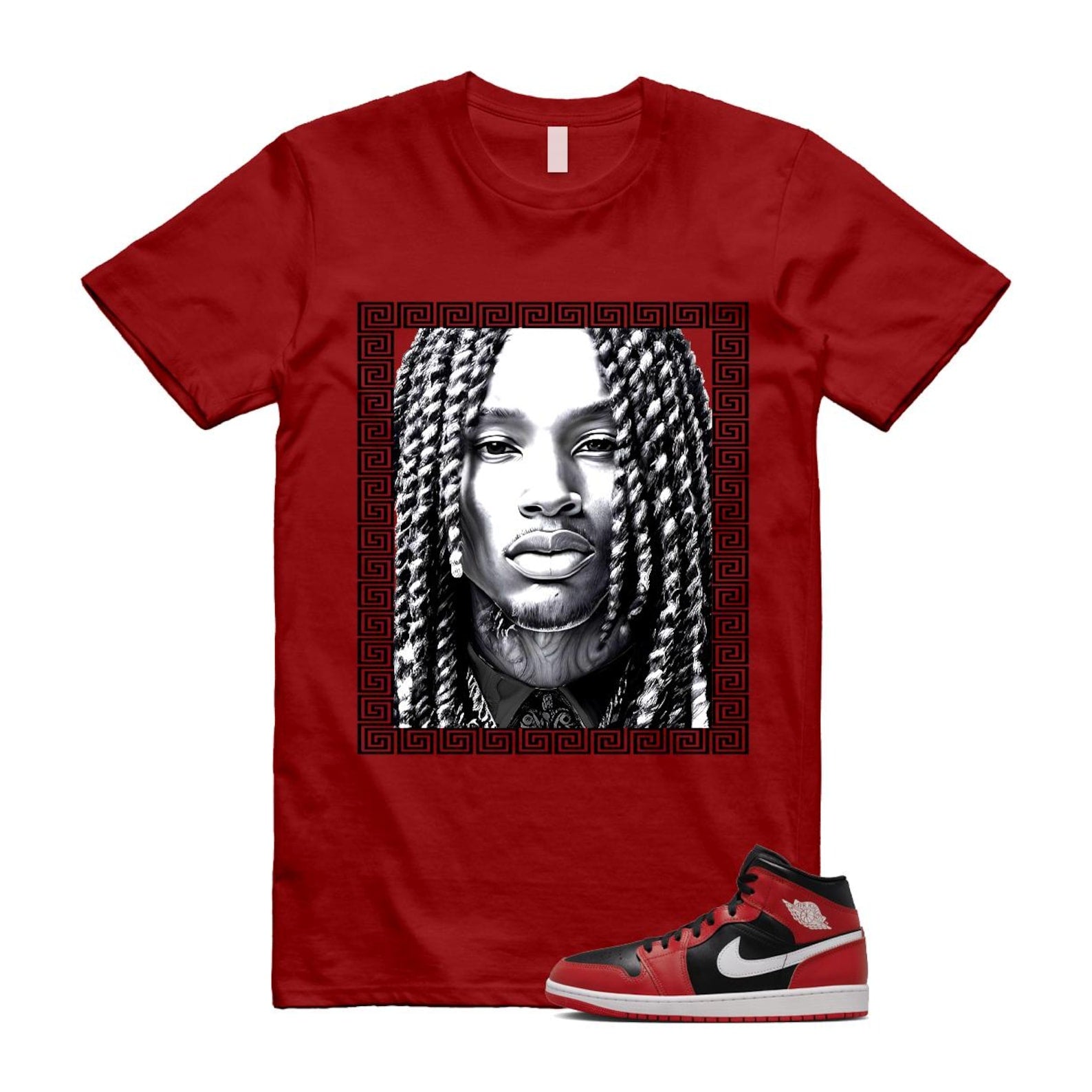 Jordan 1 Mid Gym Red Black White (2024) T Shirt Match VON DQ8426-061 T-Shirt, Sneaker Match Tee