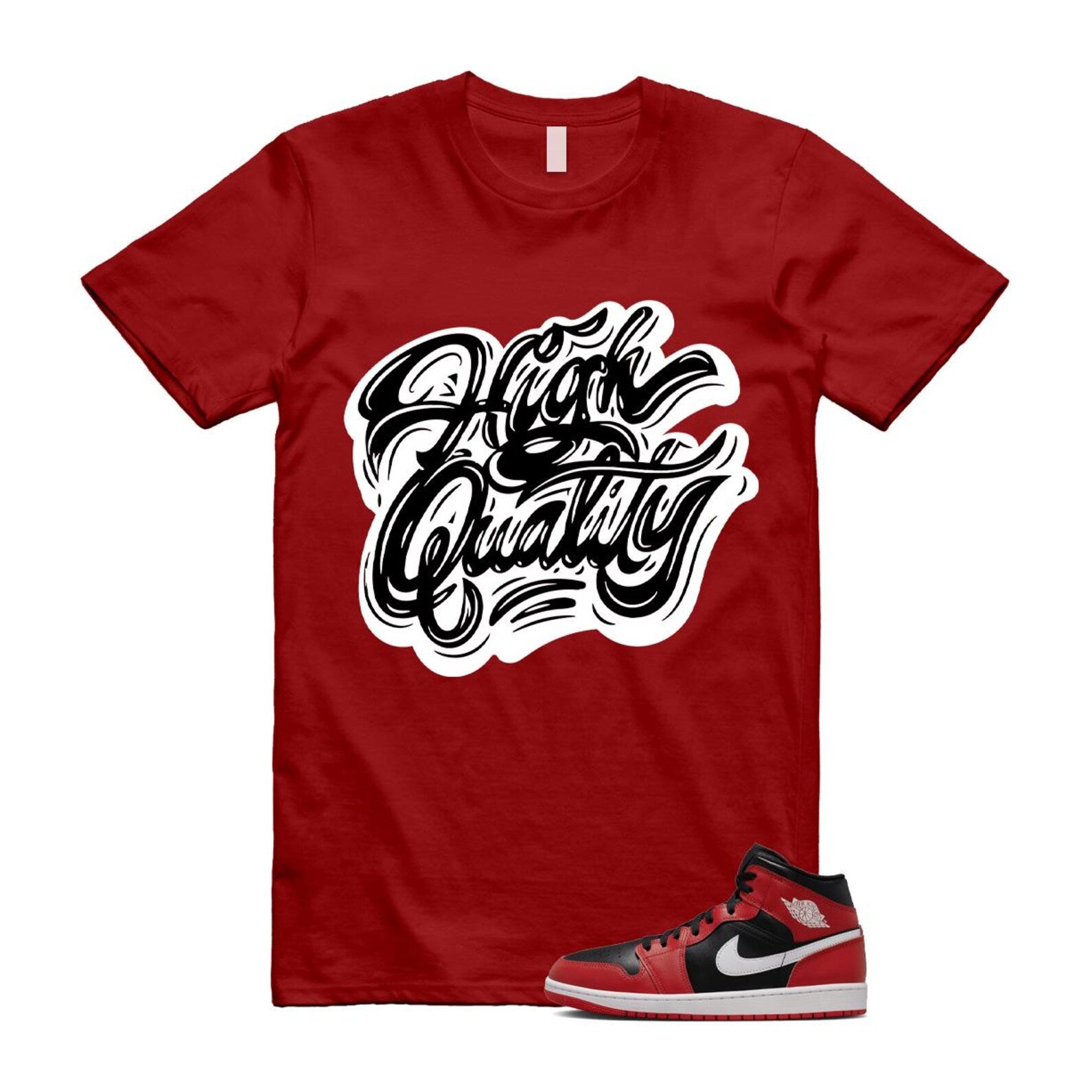 Jordan 1 Mid Gym Red Black White (2024) T Shirt Match HIGH DQ8426-061 T-Shirt, Sneaker Match Tee