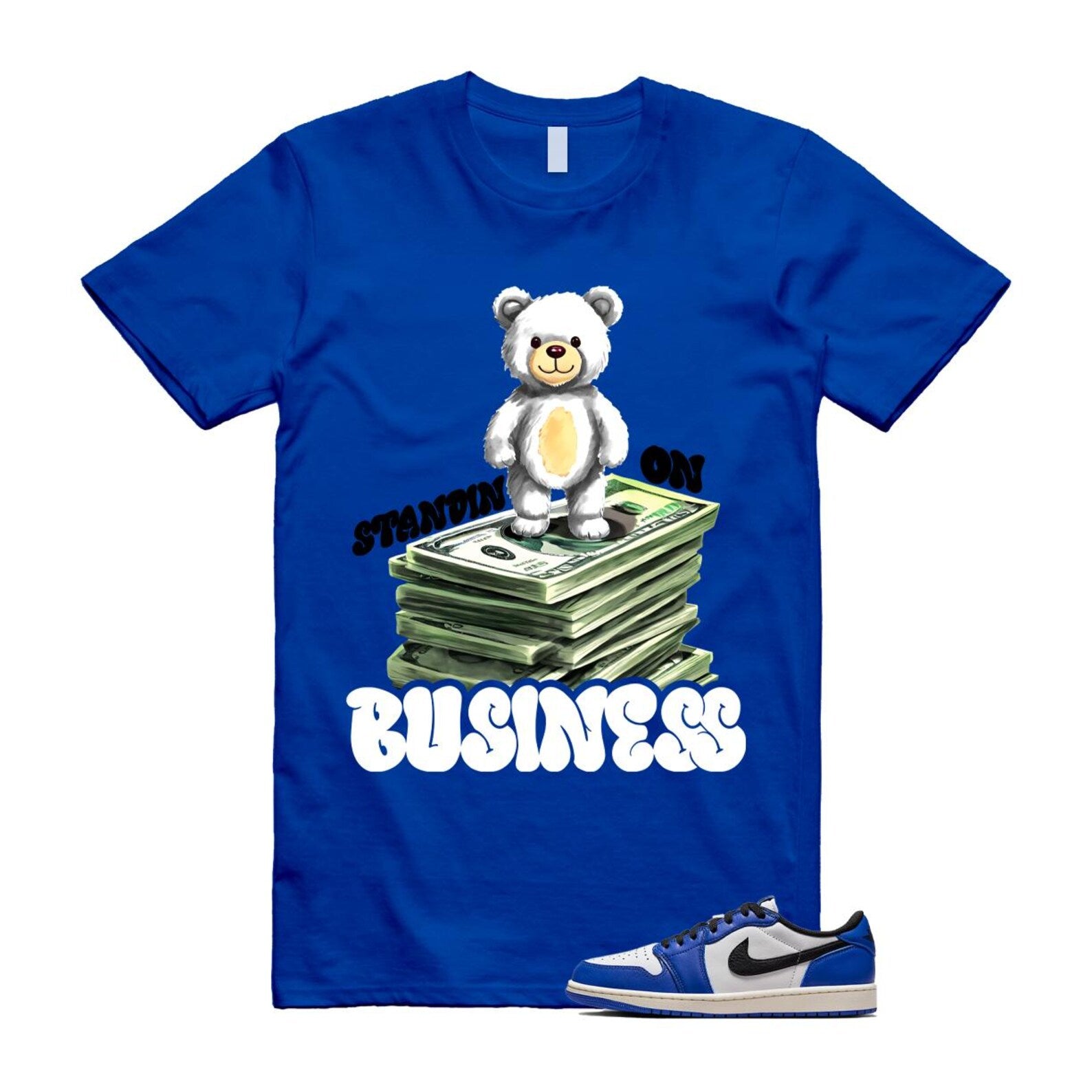 1 Game Royal Blue White Black Low OG T Shirt Match SB2 CZ0790-140 T-Shirt, Sneaker Match Tee