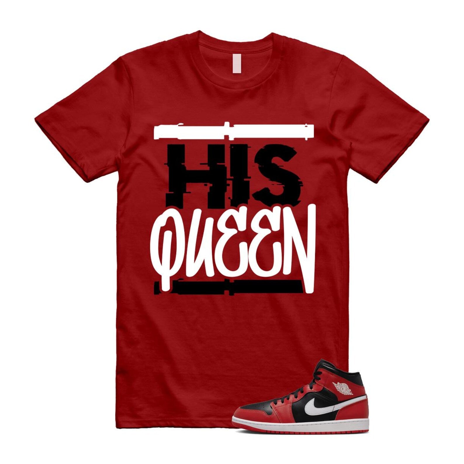 Jordan 1 Mid Gym Red Black White (2024) T Shirt Match HQ DQ8426-061 T-Shirt, Sneaker Match Tee