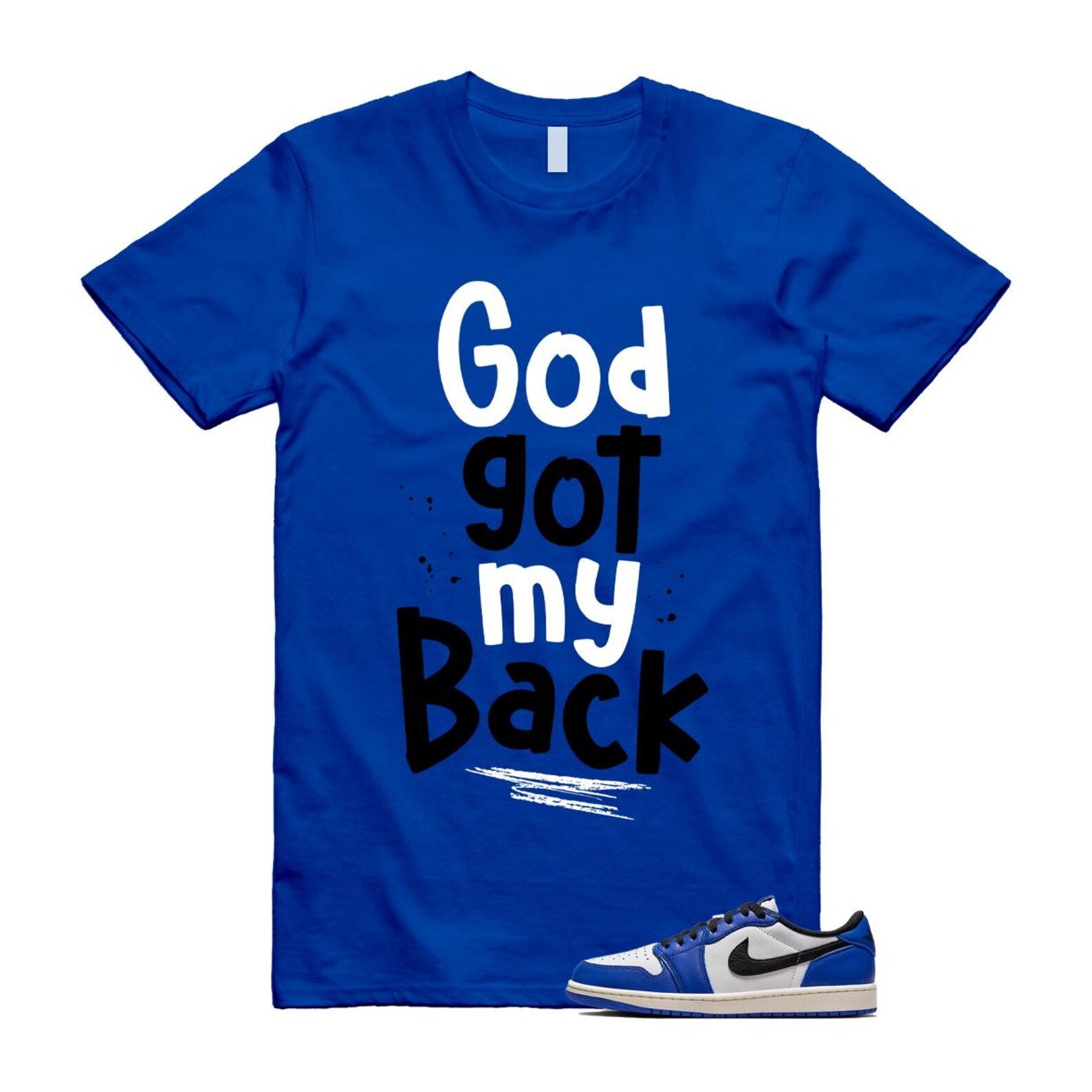 1 Game Royal Blue White Black Low OG T Shirt Match GOD CZ0790-140 T-Shirt, Sneaker Match Tee