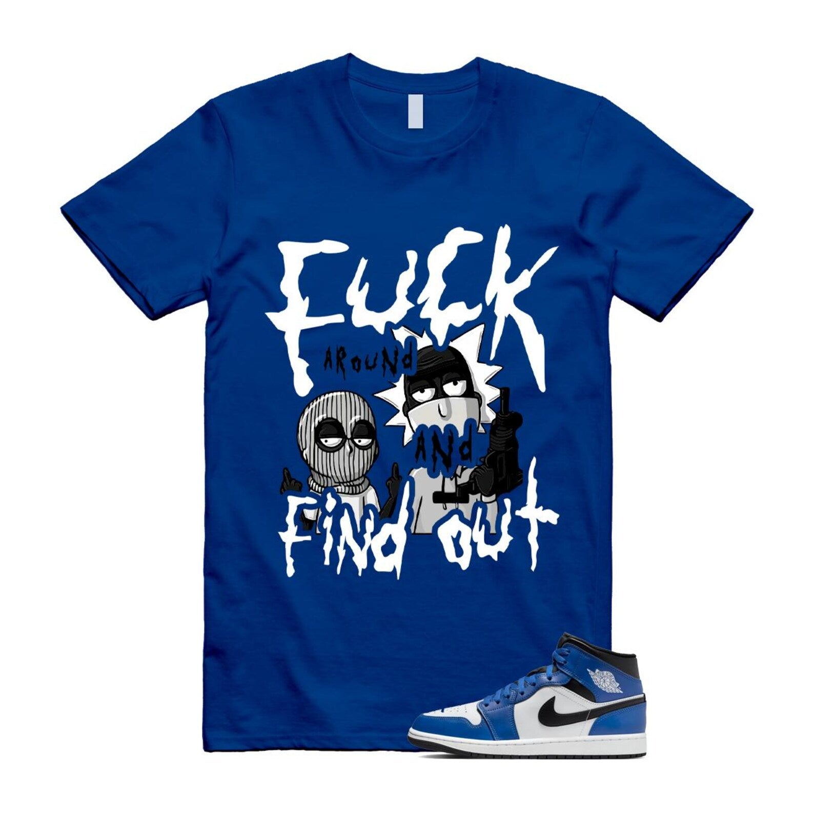 1 Game Royal Blue Black White Mid T Shirt Match MORTY DQ8426-402 T-Shirt, Sneaker Match Tee