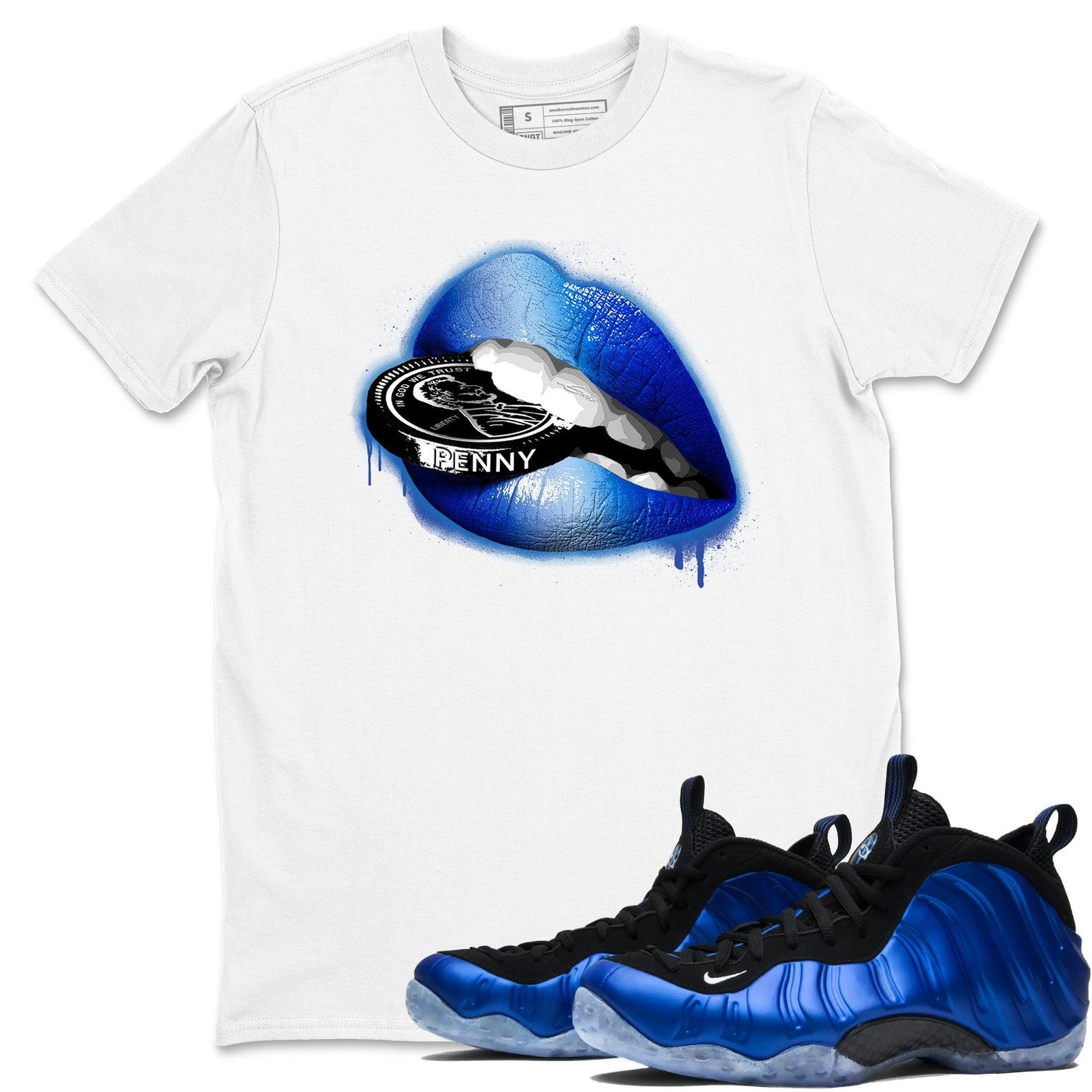 Lips Coin T-Shirts To Match Jordans Streetwear Air Foamposite One Royal, FQ8181-511 T-Shirt, Sneaker Match Tee