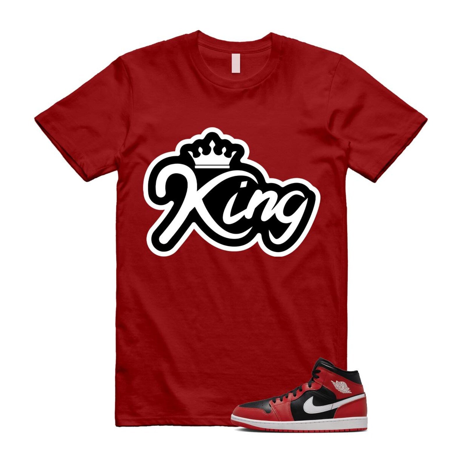 Jordan 1 Mid Gym Red Black White (2024) T Shirt Match K2 DQ8426-061 T-Shirt, Sneaker Match Tee