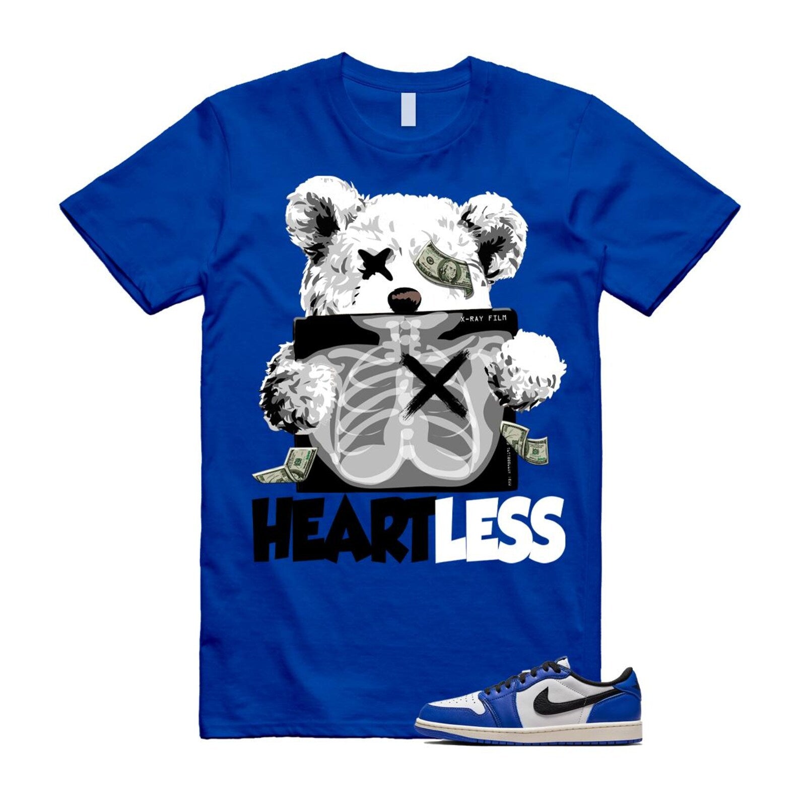 1 Game Royal Blue White Black Low OG T Shirt Match HEART CZ0790-140 T-Shirt, Sneaker Match Tee