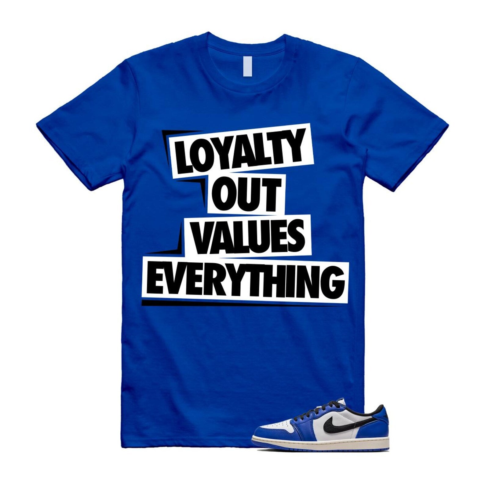 1 Game Royal Blue White Black Low OG T Shirt Match LOVE CZ0790-140 T-Shirt, Sneaker Match Tee