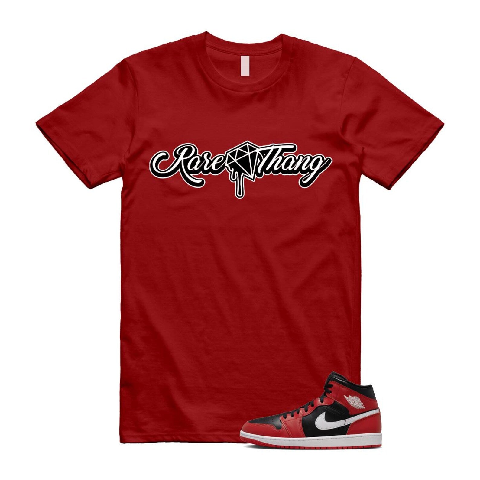 Jordan 1 Mid Gym Red Black White (2024) T Shirt Match RARE DQ8426-061 T-Shirt, Sneaker Match Tee