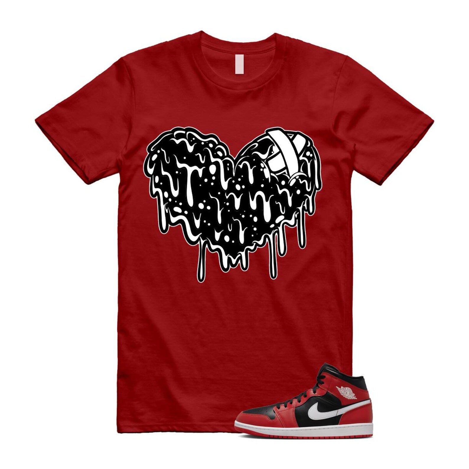 Jordan 1 Mid Gym Red Black White (2024) T Shirt Match DRHRT DQ8426-061 T-Shirt, Sneaker Match Tee