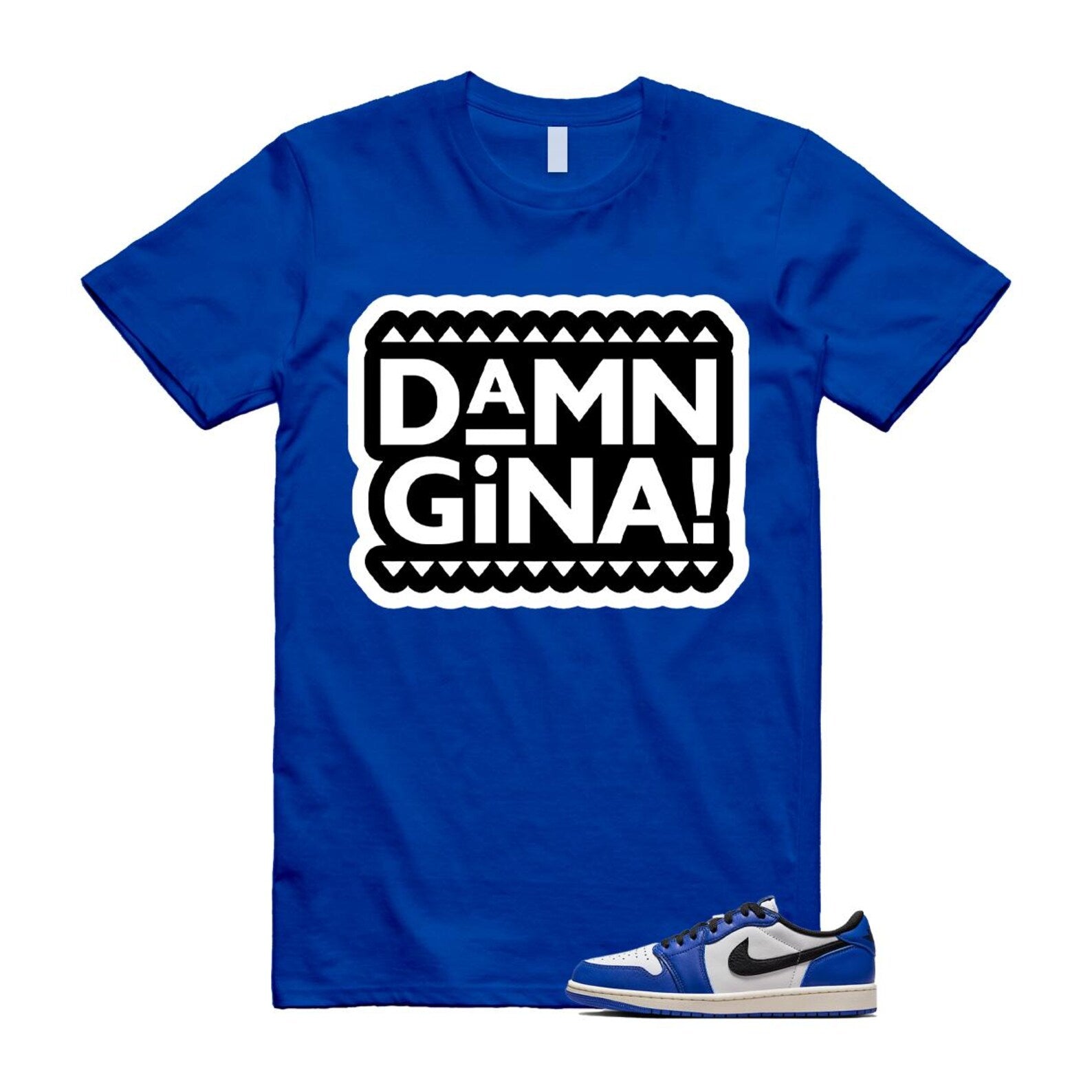 1 Game Royal Blue White Black Low OG T Shirt Match GINA CZ0790-140 T-Shirt, Sneaker Match Tee