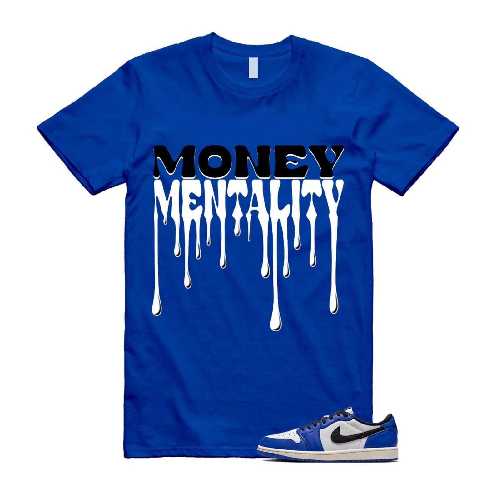 1 Game Royal Blue White Black Low OG T Shirt Match MENTALITY CZ0790-140 T-Shirt, Sneaker Match Tee