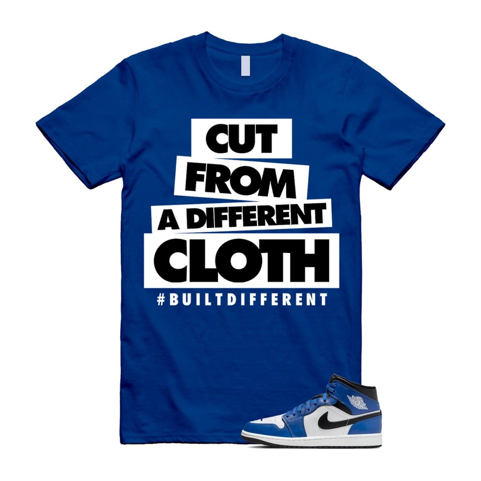 1 Game Royal Blue Black White Mid T Shirt Match CLOTH DQ8426-402 T-Shirt, Sneaker Match Tee