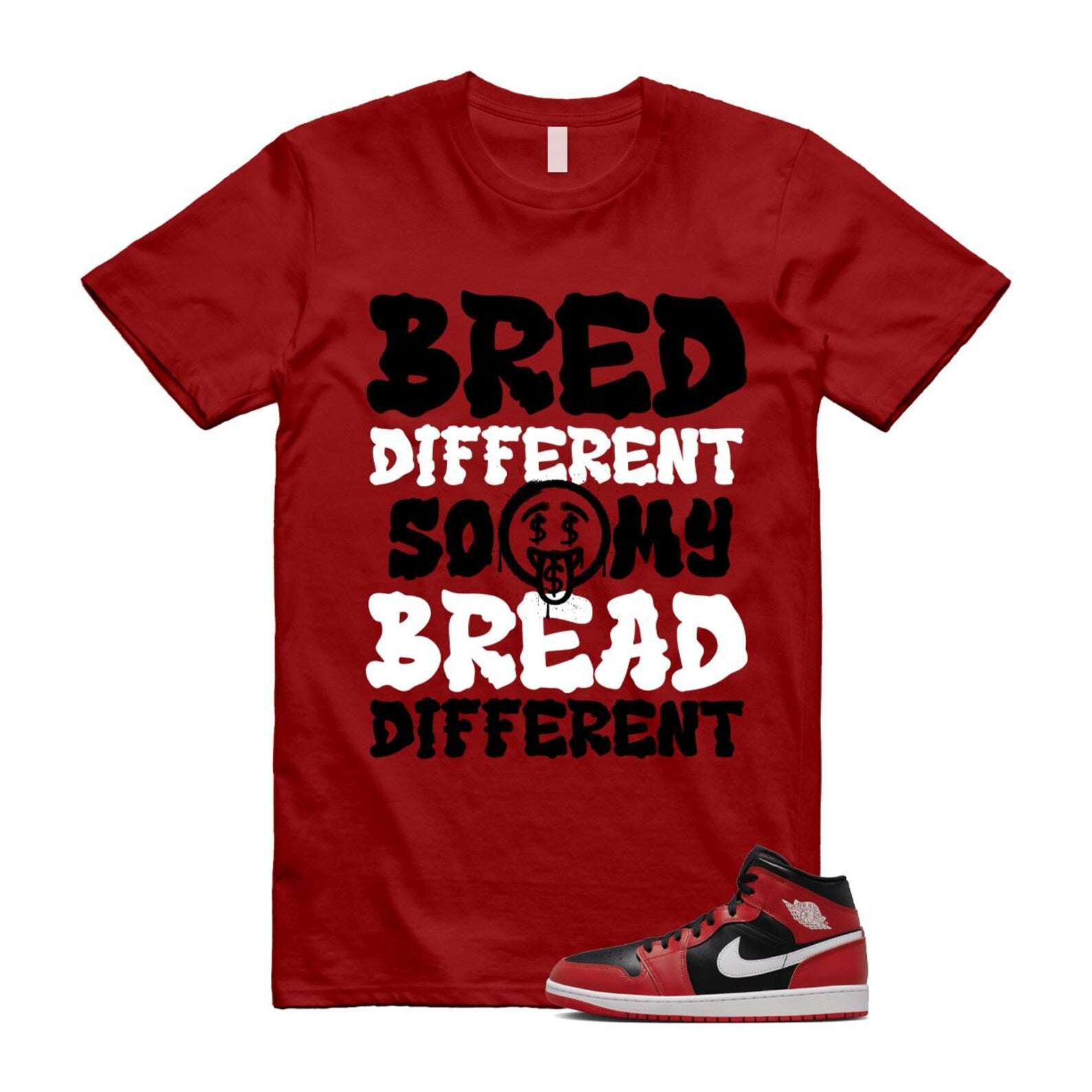 Jordan 1 Mid Gym Red Black White (2024) T Shirt Match BDBD DQ8426-061 T-Shirt, Sneaker Match Tee