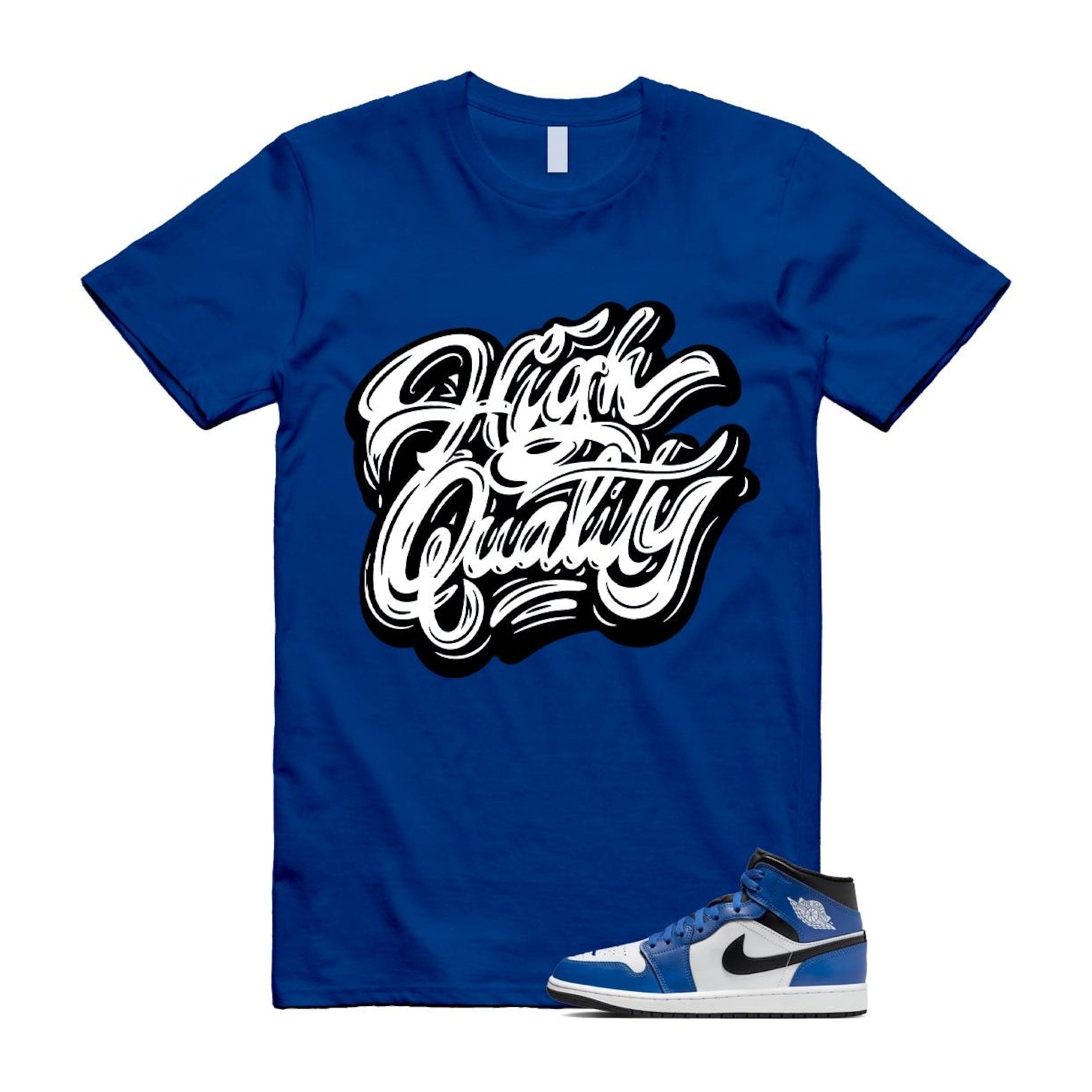 1 Game Royal Blue Black White Mid T Shirt Match HIGH DQ8426-402 T-Shirt, Sneaker Match Tee