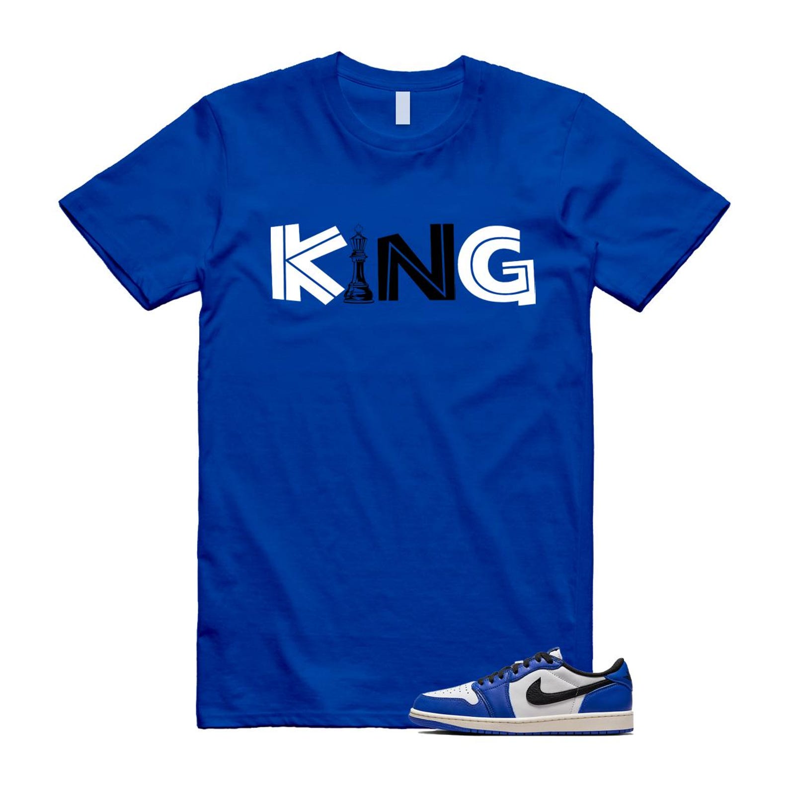 1 Game Royal Blue White Black Low OG T Shirt Match KING CZ0790-140 T-Shirt, Sneaker Match Tee
