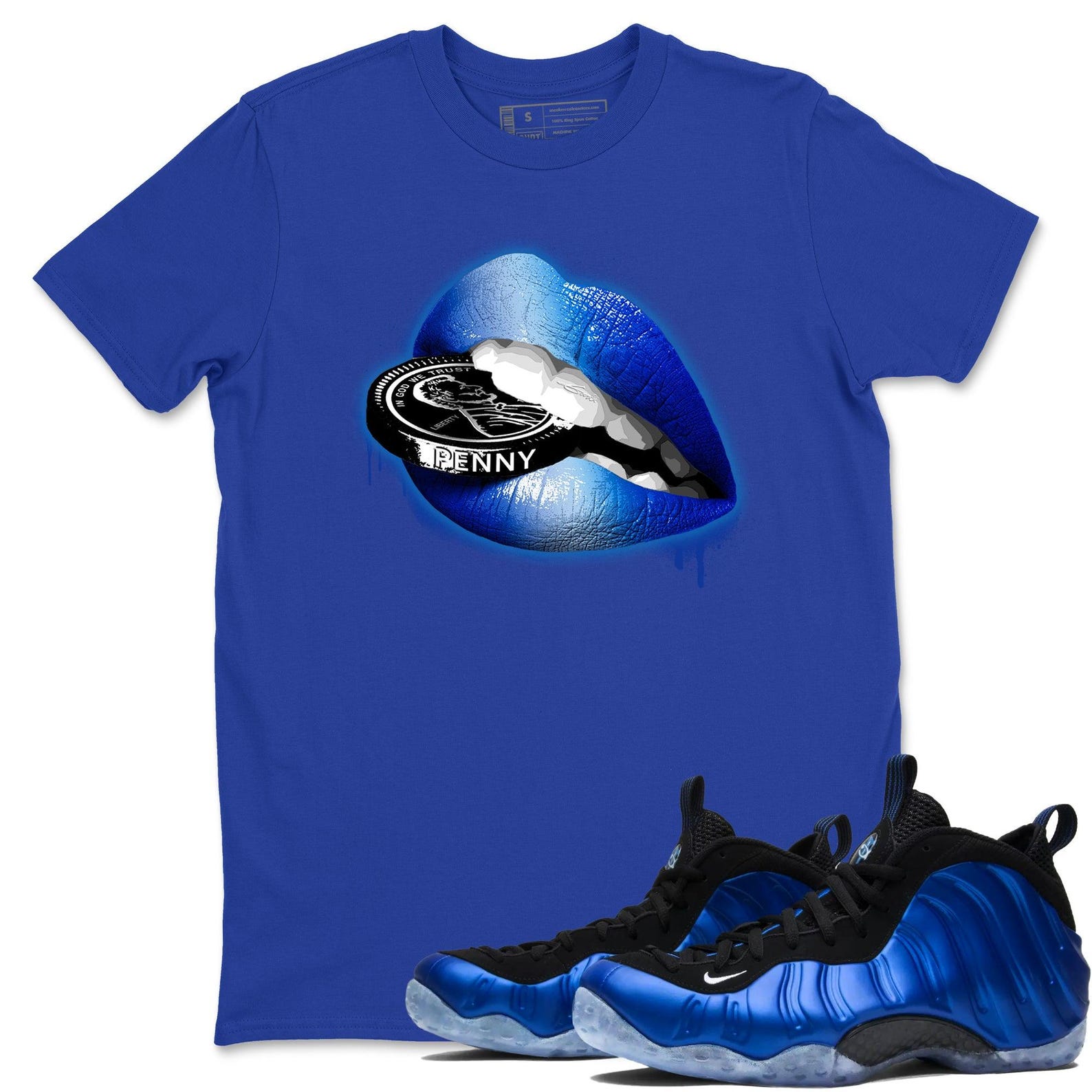 Lips Coin T-Shirts To Match Jordans Streetwear Air Foamposite One Royal, FQ8181-511 T-Shirt, Sneaker Match Tee