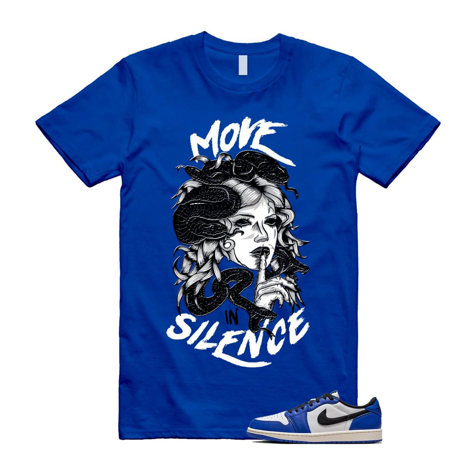 1 Game Royal Blue White Black Low OG T Shirt Match Move in Silence CZ0790-140 T-Shirt, Sneaker Match Tee