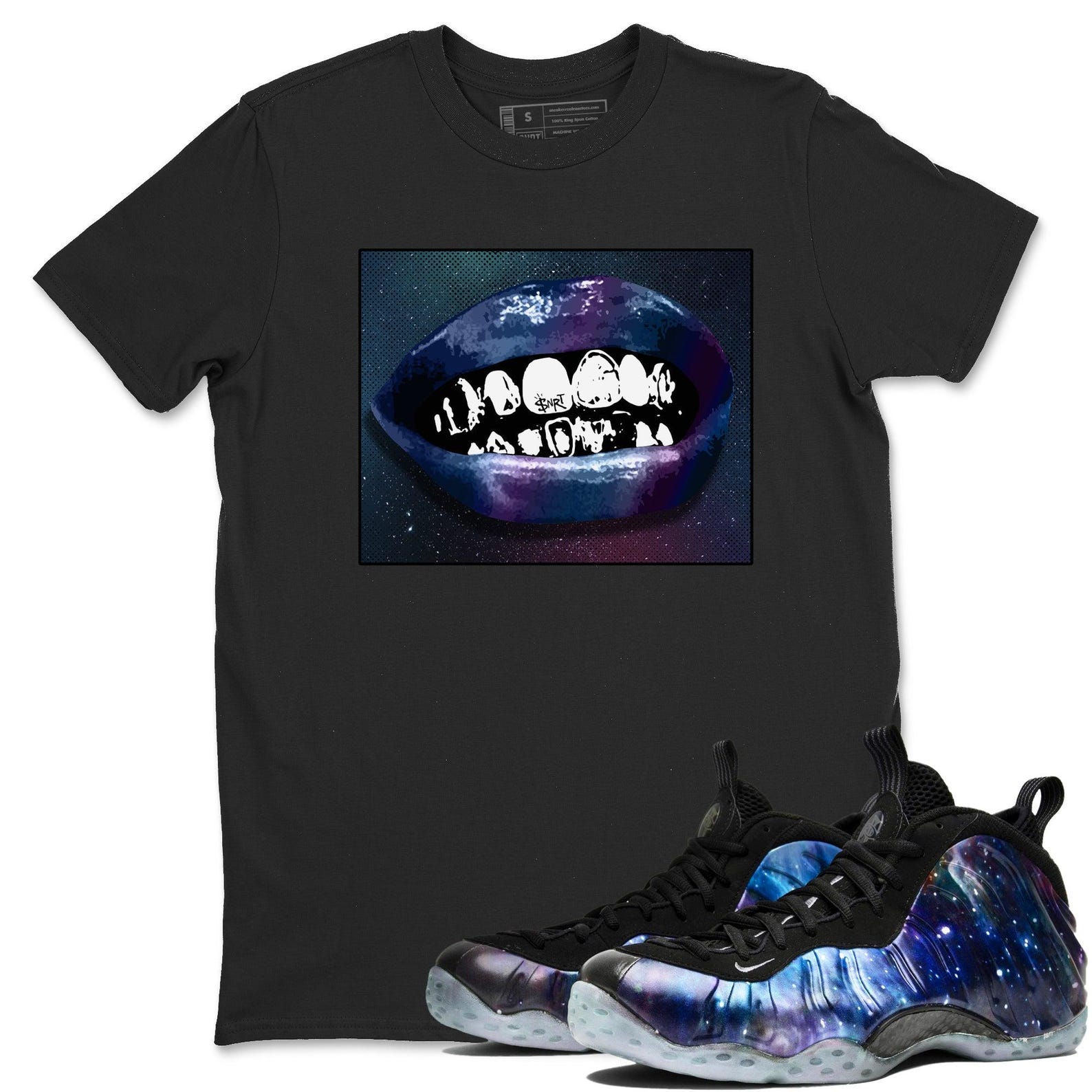 Grillz Lips Unisex T Shirts To Match Jordans Air Foamposite One Galaxy, FQ4303-400 T-Shirt, Sneaker Match Tee