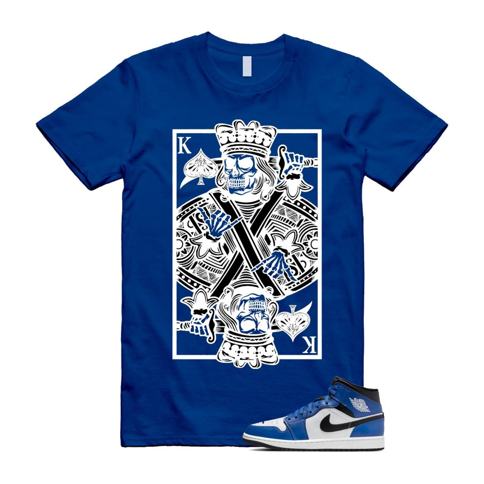 1 Game Royal Blue Black White Mid T Shirt Match KC DQ8426-402 T-Shirt, Sneaker Match Tee