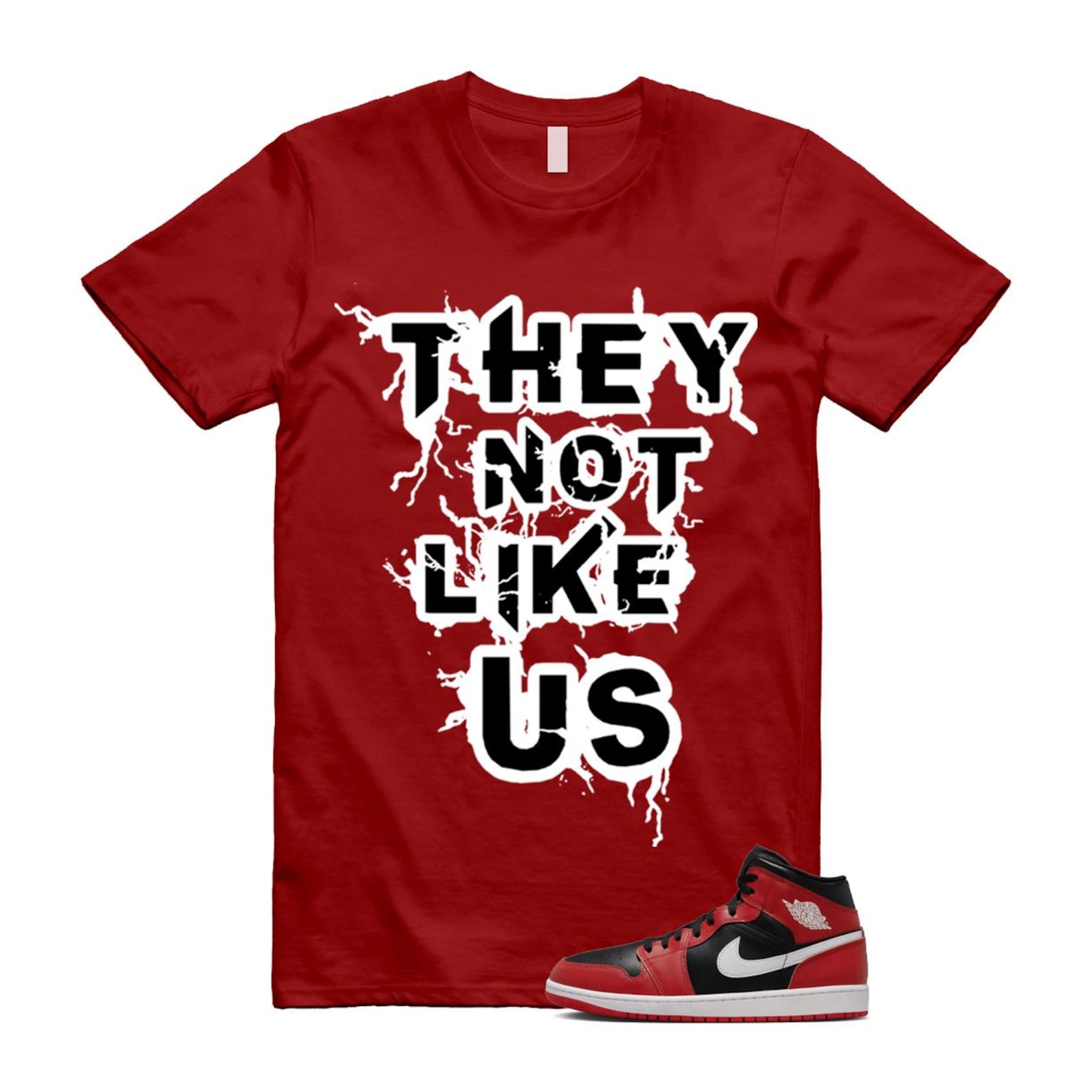 Jordan 1 Mid Gym Red Black White (2024) T Shirt Match US DQ8426-061 T-Shirt, Sneaker Match Tee