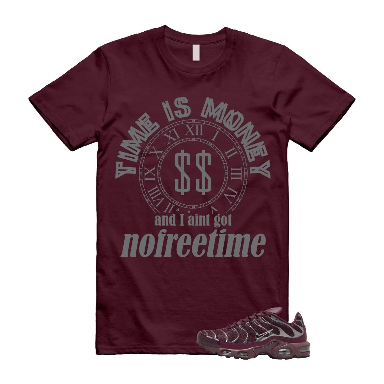 Air Max Night Maroon Metallic Silver Dark Team Red Plus SE T Shirt Match FREE TIME HJ9743-600 T-Shirt, Sneaker Match Tee