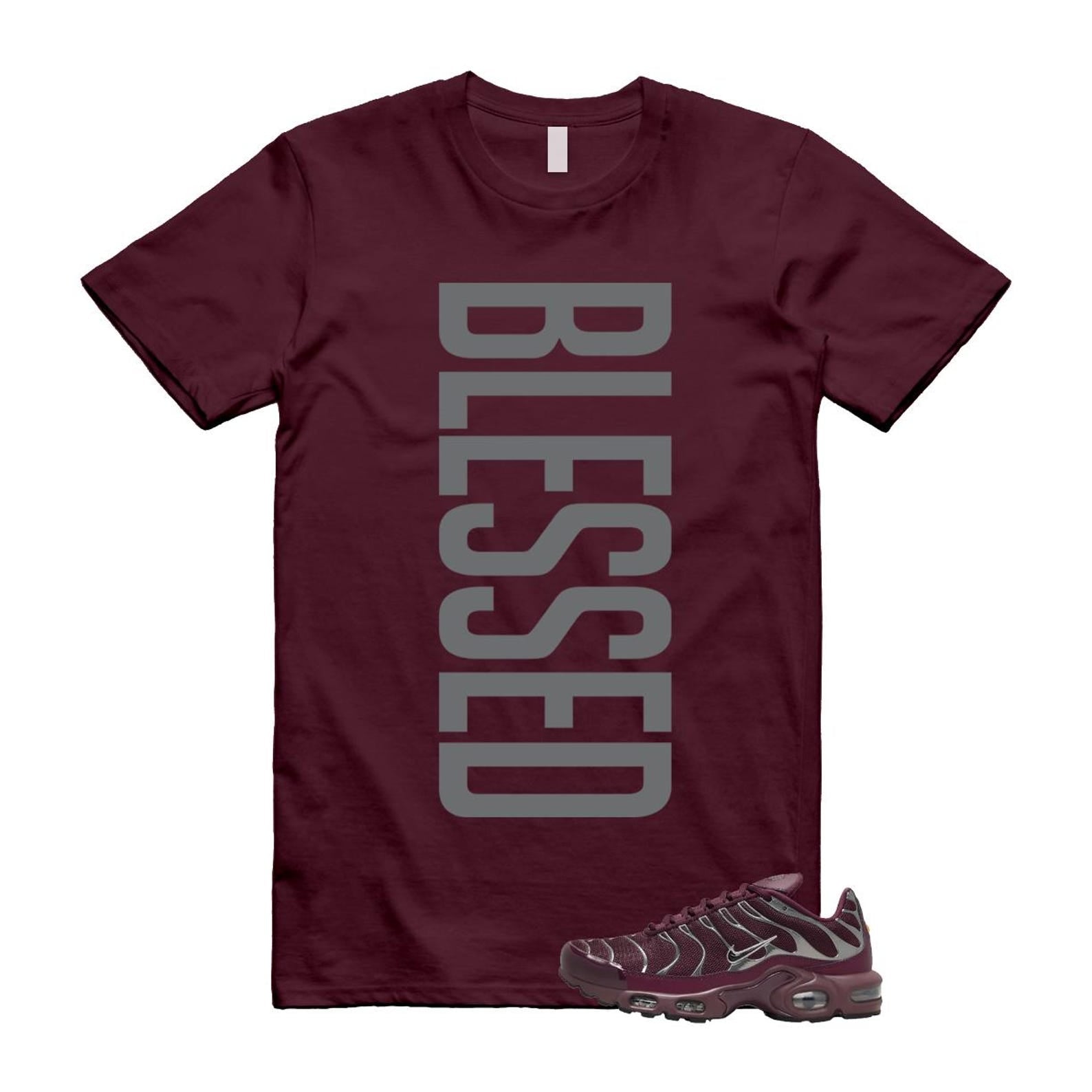 Air Max Night Maroon Metallic Silver Dark Team Red Plus SE T Shirt Match VERTBLS HJ9743-600 T-Shirt, Sneaker Match Tee