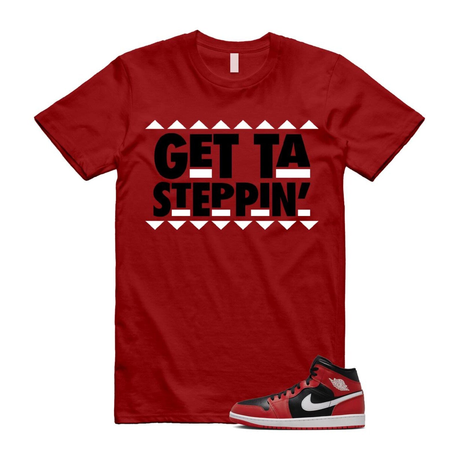 Jordan 1 Mid Gym Red Black White (2024) T Shirt Match GET DQ8426-061 T-Shirt, Sneaker Match Tee