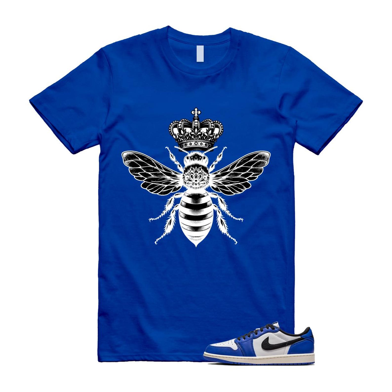 1 Game Royal Blue White Black Low OG T Shirt Match BEE CZ0790-140 T-Shirt, Sneaker Match Tee