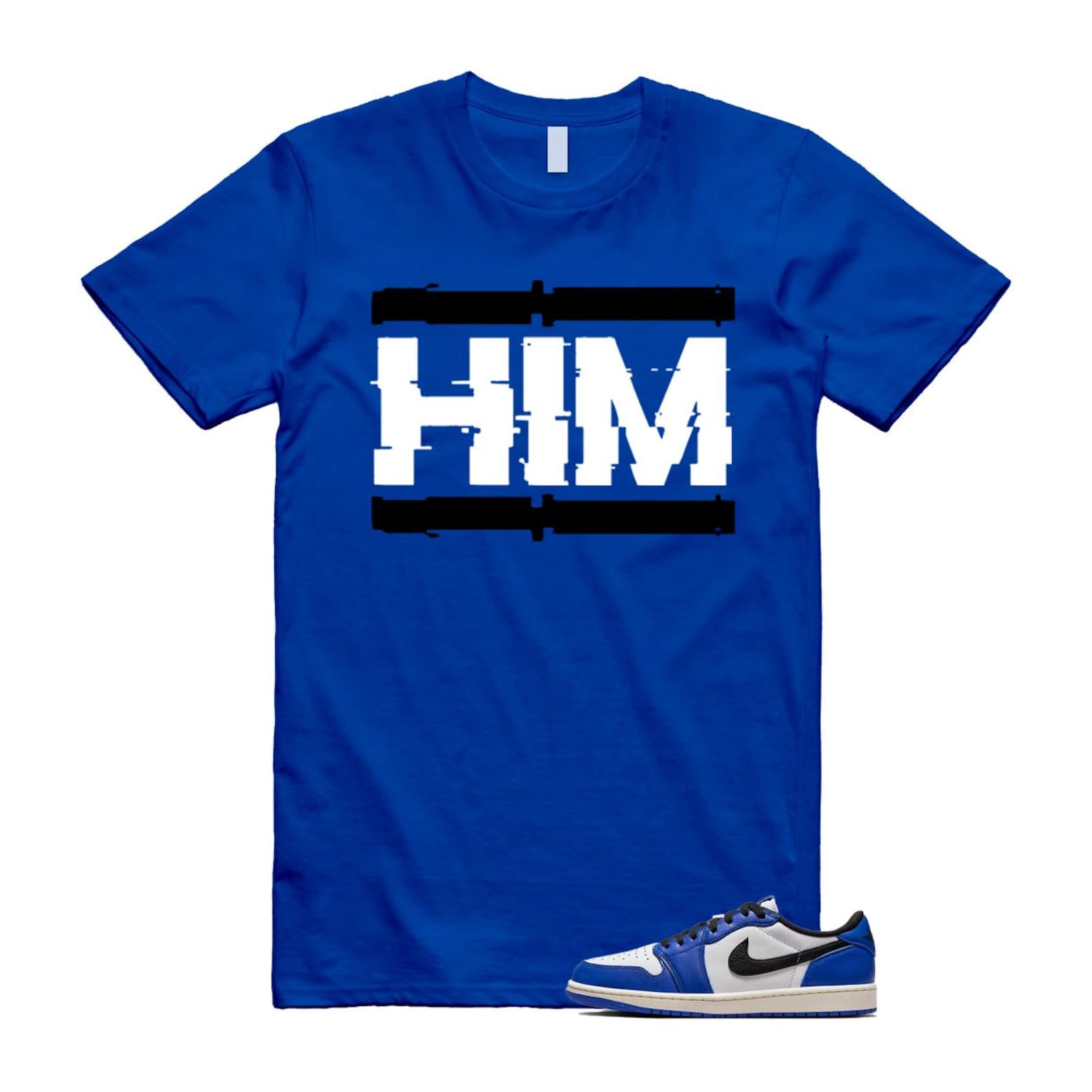 1 Game Royal Blue White Black Low OG T Shirt Match HIM CZ0790-140 T-Shirt, Sneaker Match Tee