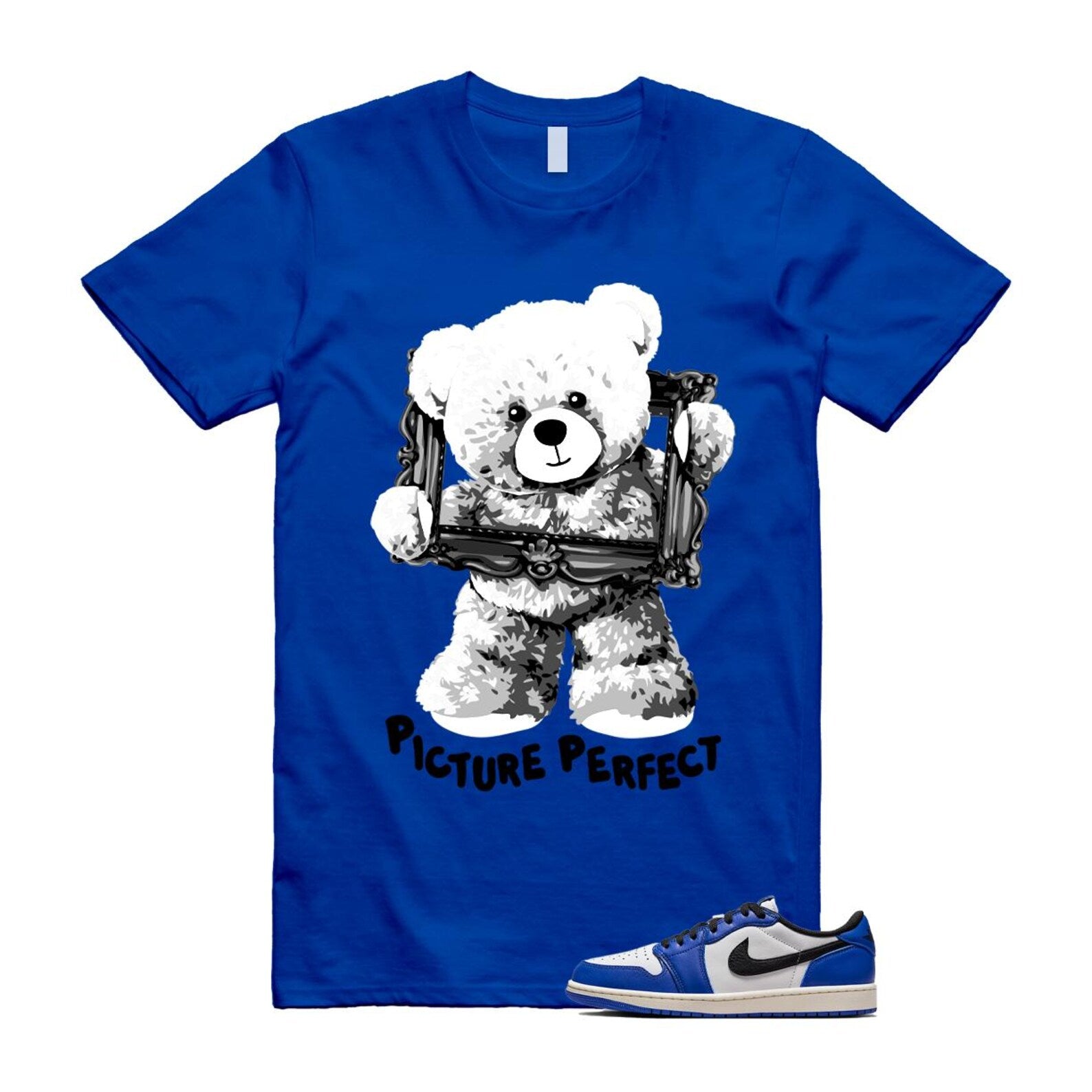 1 Game Royal Blue White Black Low OG T Shirt Match PIC CZ0790-140 T-Shirt, Sneaker Match Tee