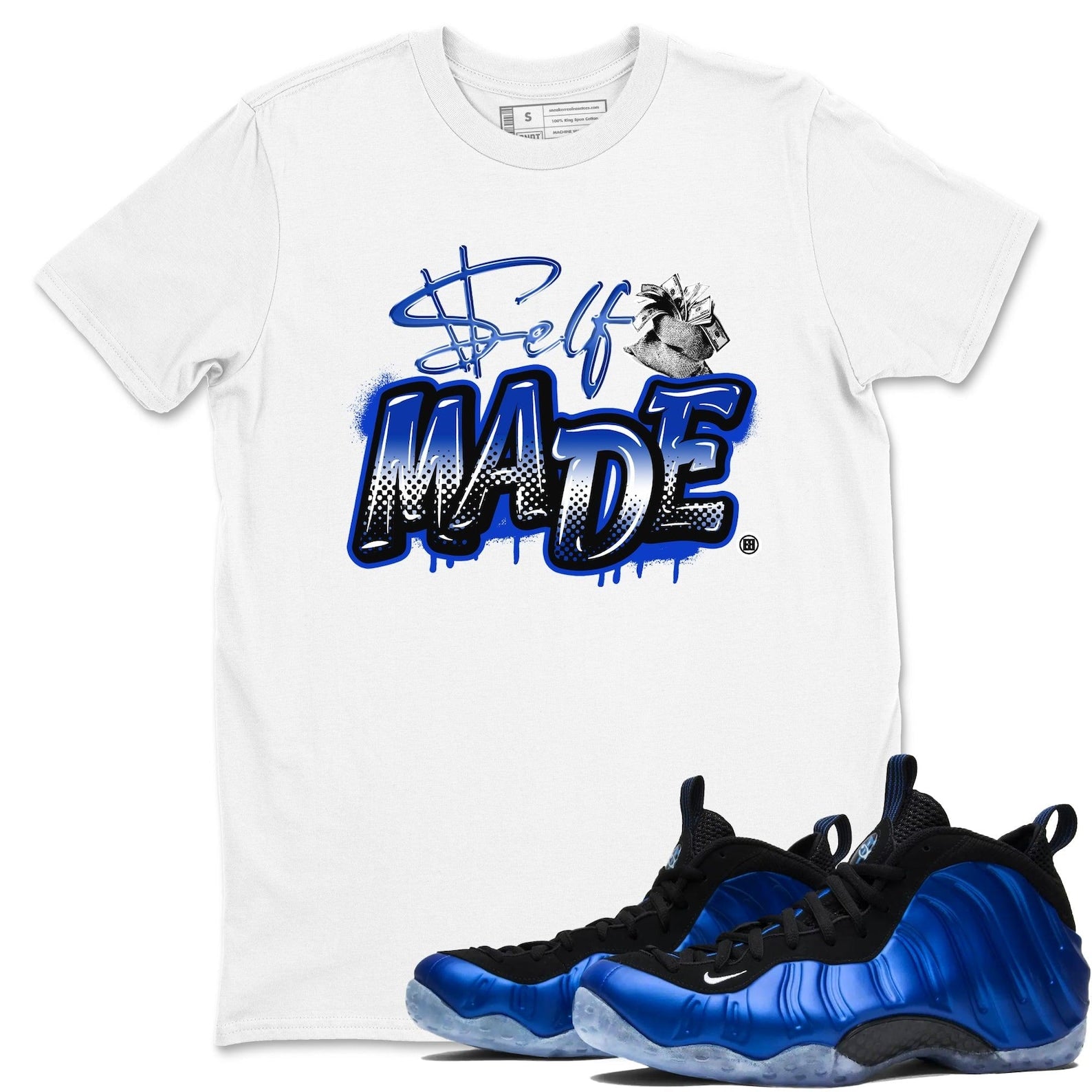 Self Made Unisex T Shirts To Match Jordans Air Foamposite One Royal, FQ8181-511 T-Shirt, Sneaker Match Tee