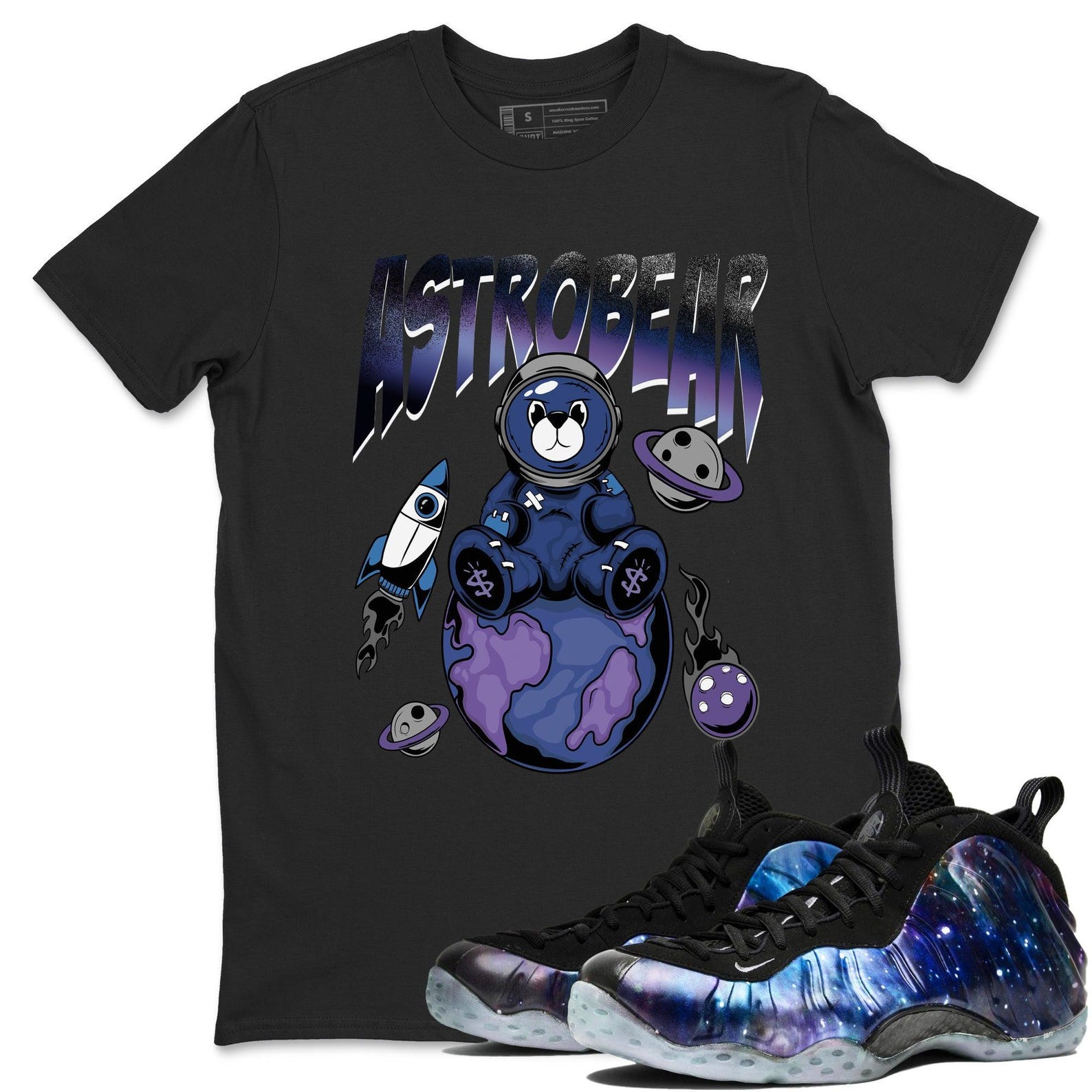 Astrobear Unisex T Shirts To Match Jordans Air Foamposite One Galaxy, FQ4303-400 T-Shirt, Sneaker Match Tee