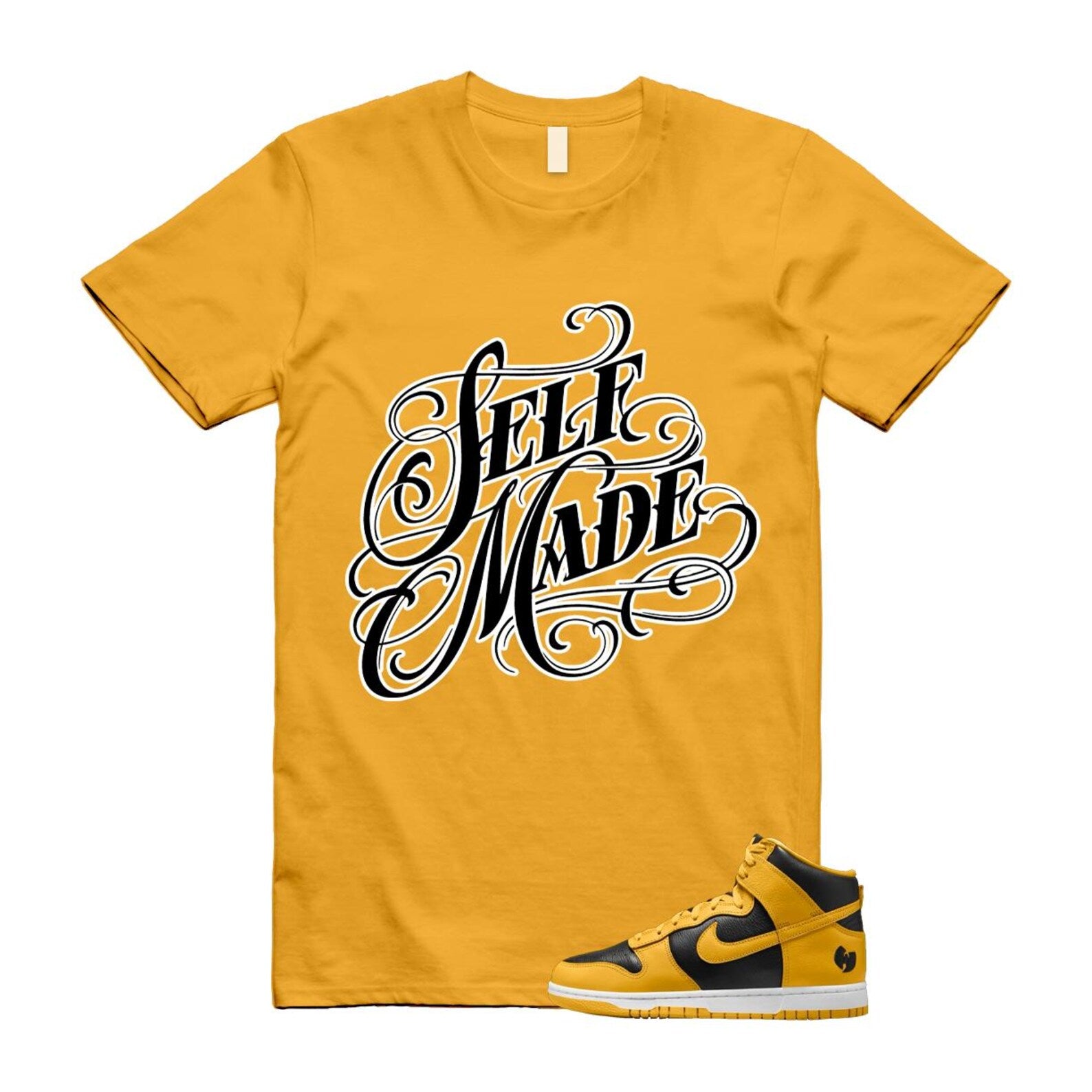 Dunk Tang Black Pollen White Yellow Gold High T Shirt Match SELF HJ4320-001 T-Shirt, Sneaker Match Tee
