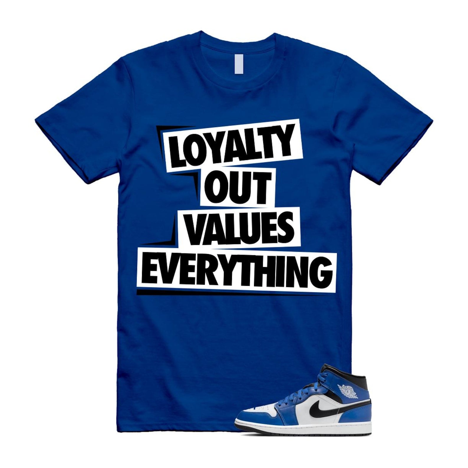 1 Game Royal Blue Black White Mid T Shirt Match LOVE DQ8426-402 T-Shirt, Sneaker Match Tee