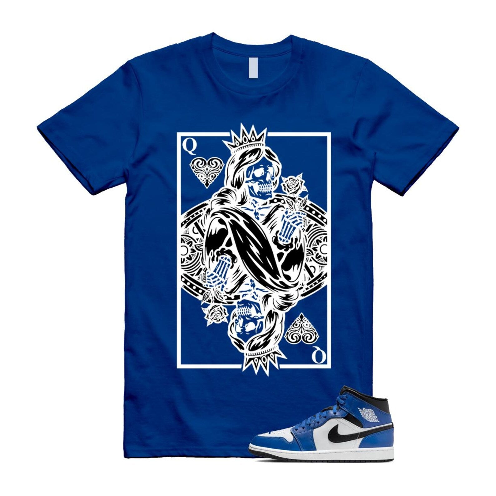 1 Game Royal Blue Black White Mid T Shirt Match QC DQ8426-402 T-Shirt, Sneaker Match Tee